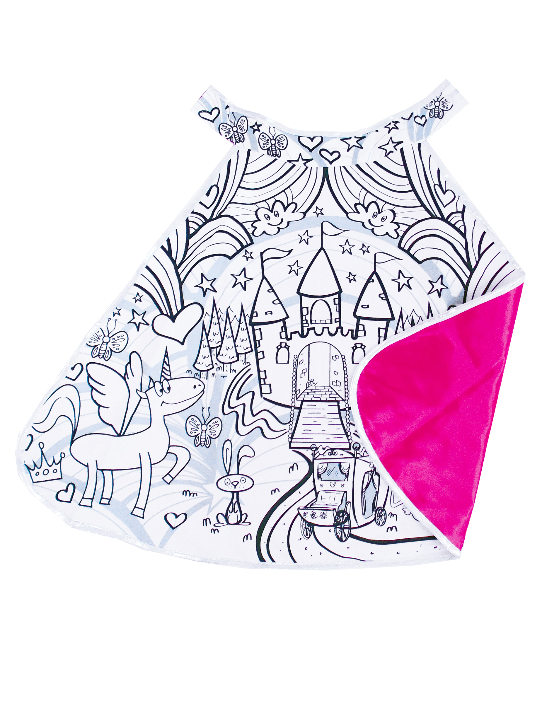Cape lavable réversible rose et à colorier château de princesse fille