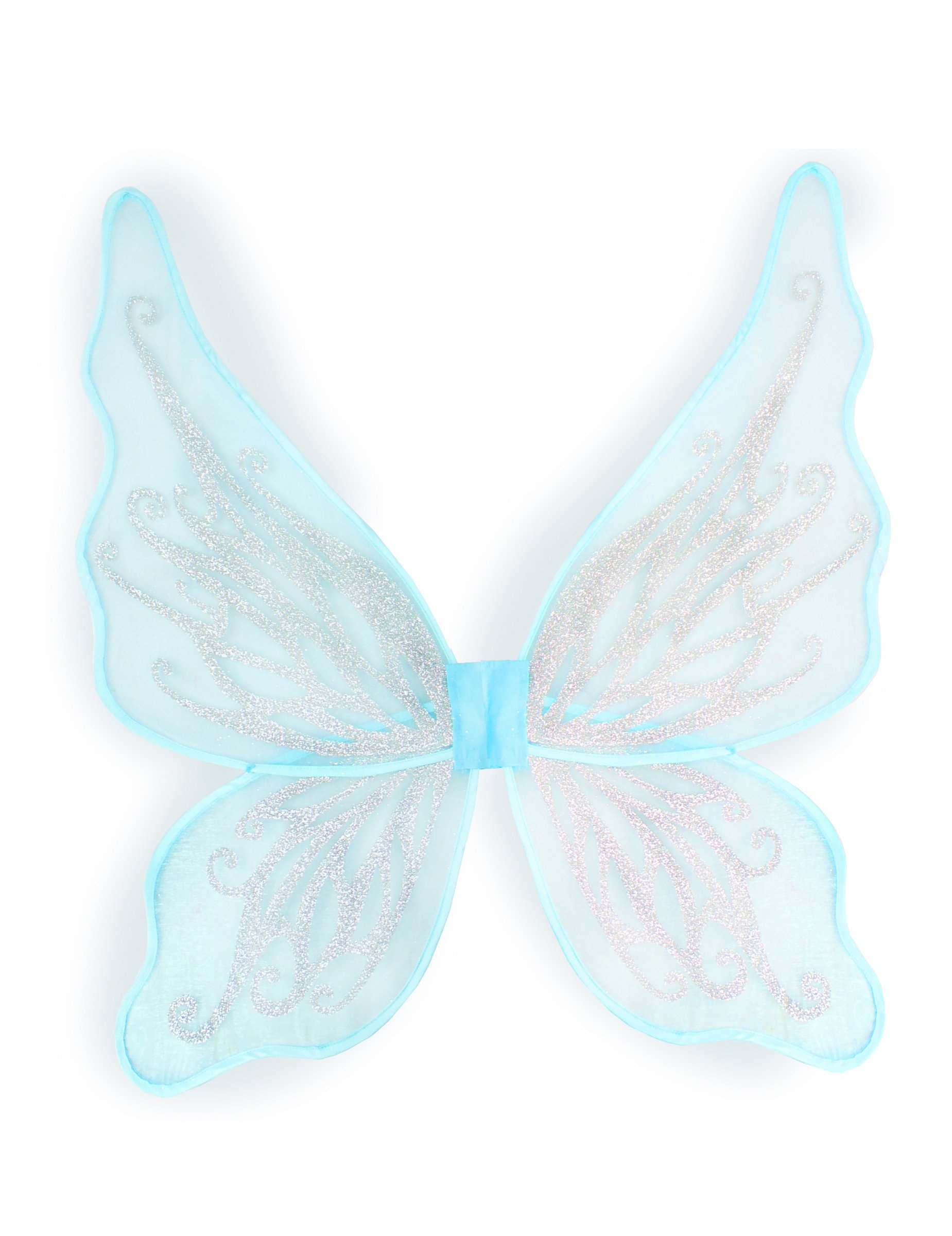 Ailes papillon bleues avec paillettes argentées pour fille