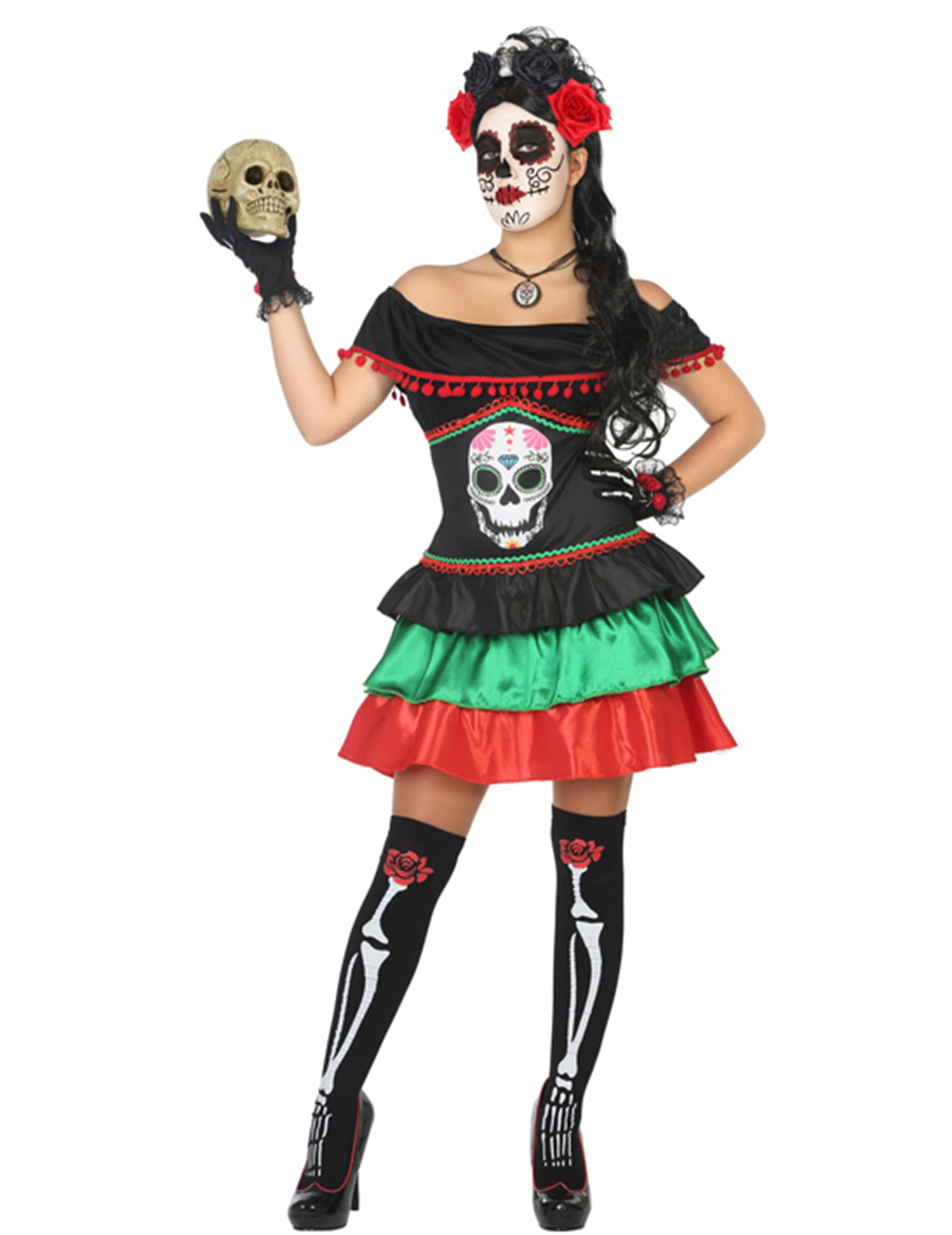 Déguisement mexicaine coloré femme Dia de los muertos