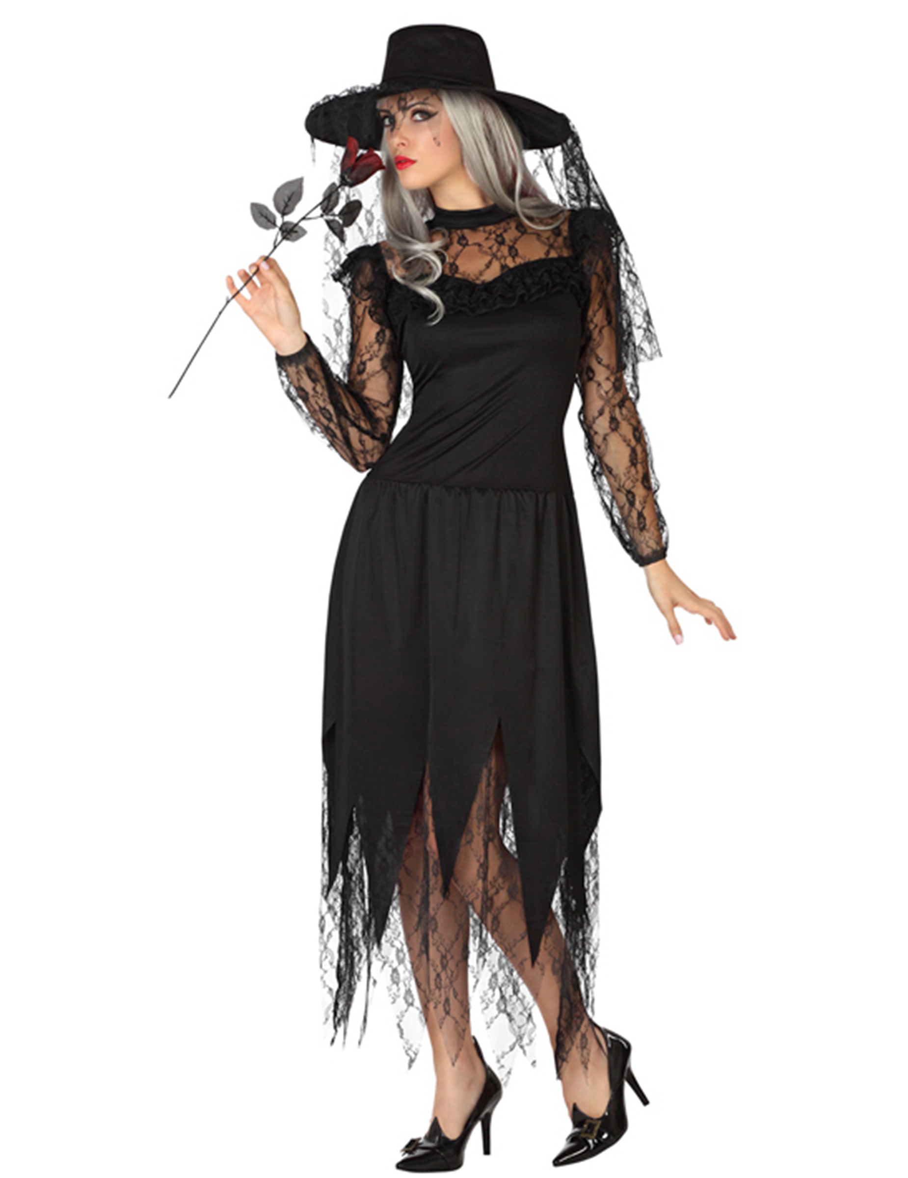 Déguisement sorcière en dentelle femme Halloween