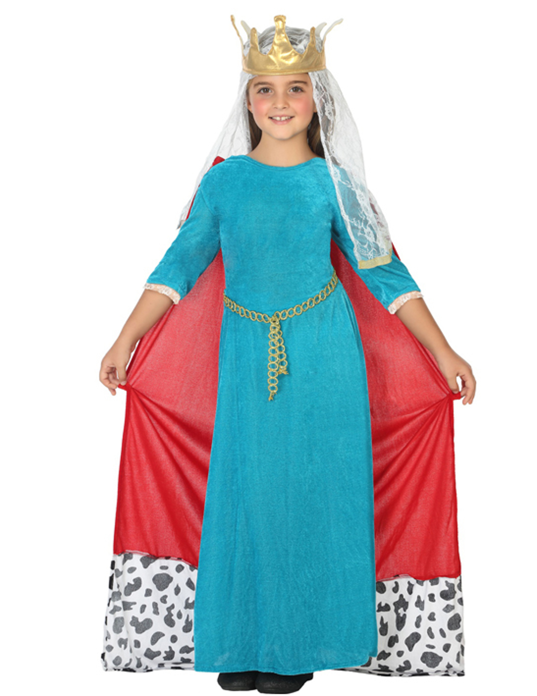 Déguisement reine médiévale bleue fille