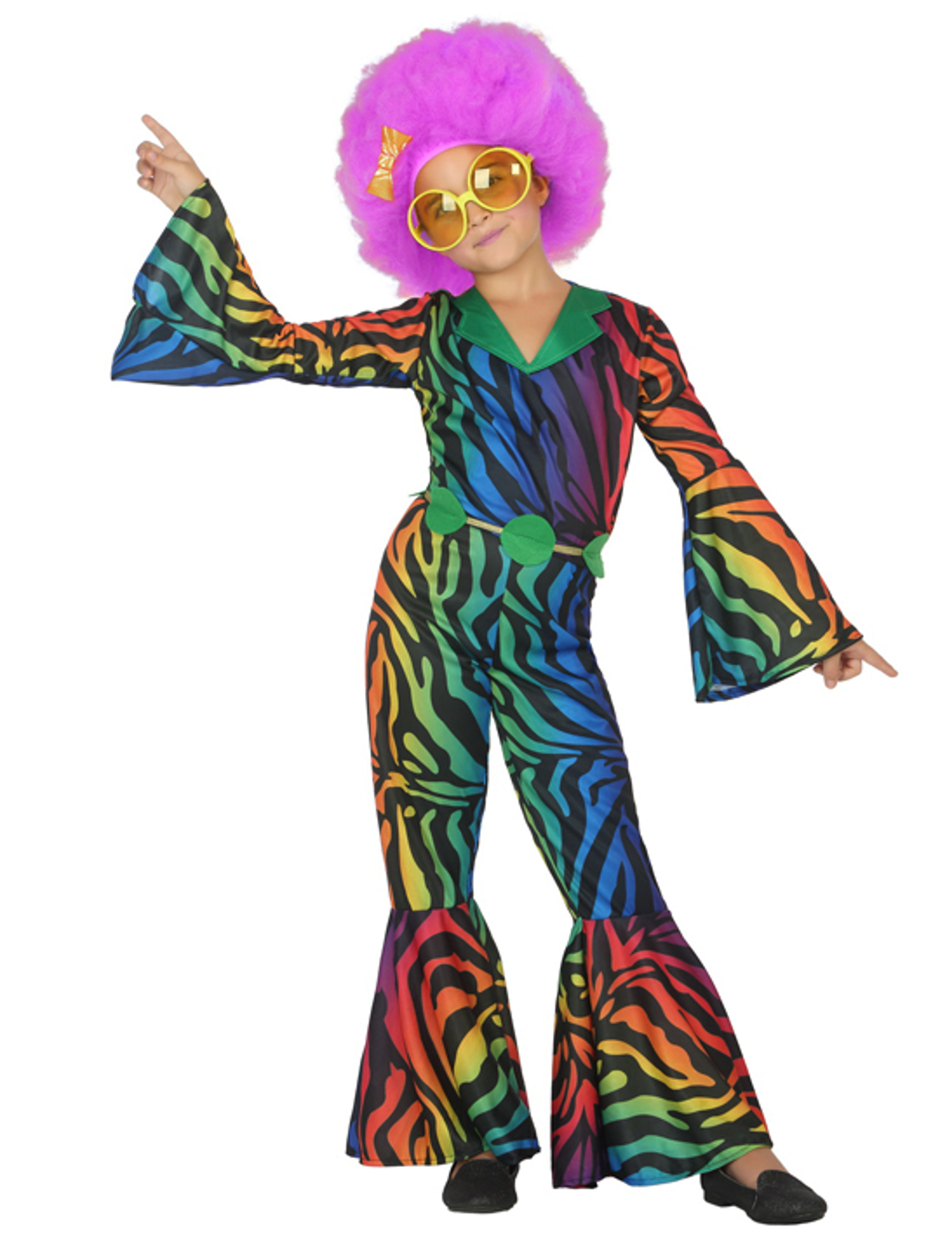 Déguisement disco léopard multicolore fille
