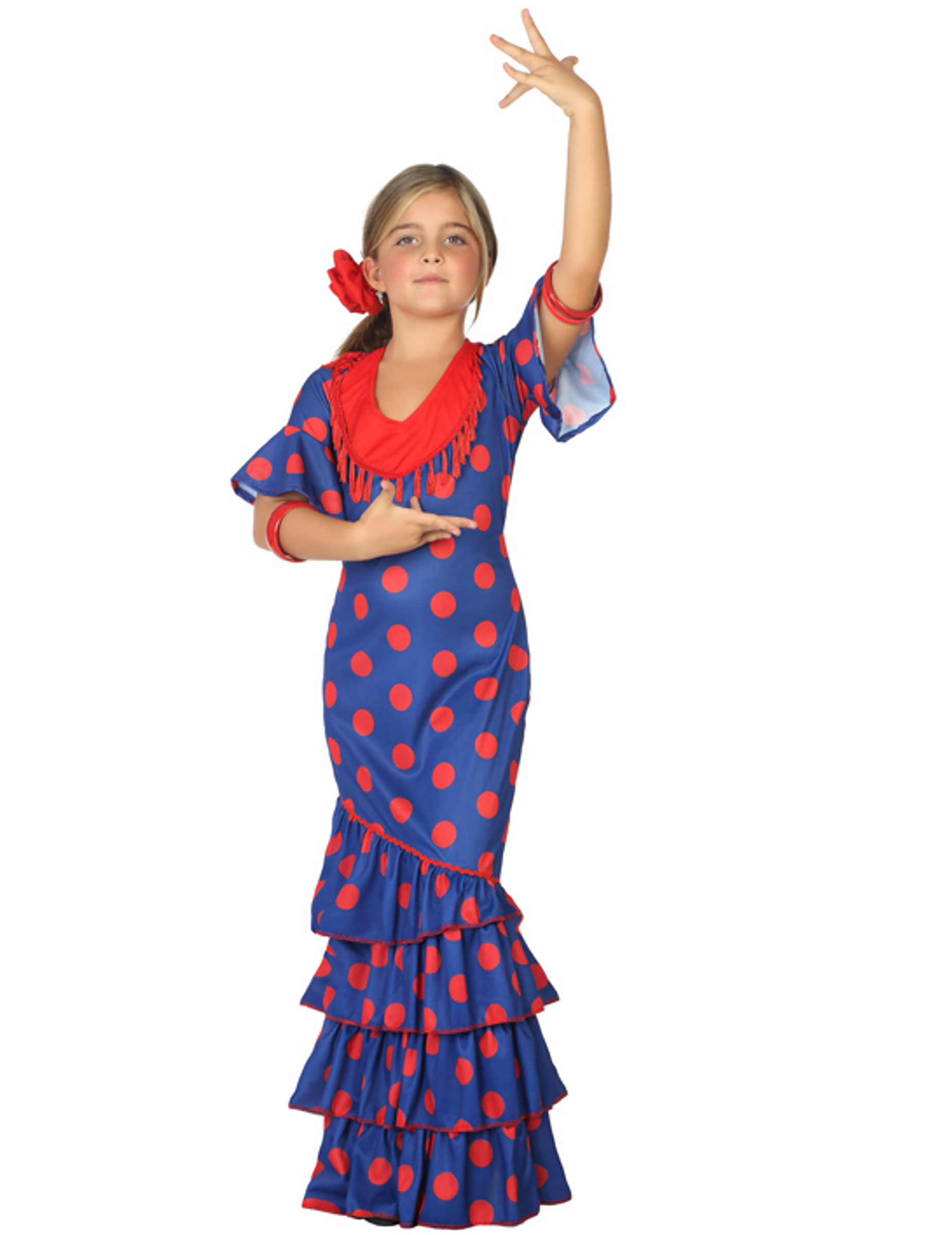 Déguisement flamenco bleu et rouge fille