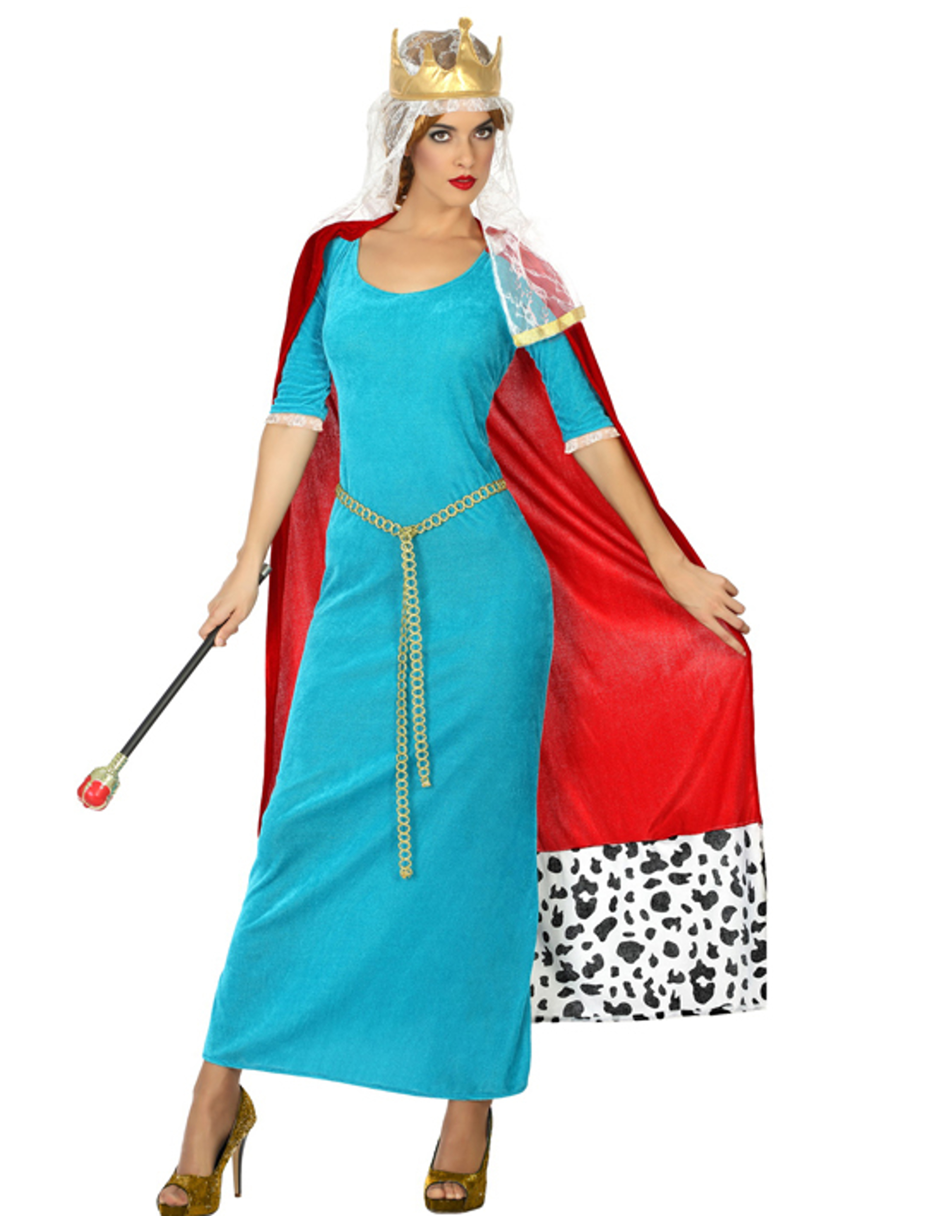 Déguisement reine médiévale bleue femme