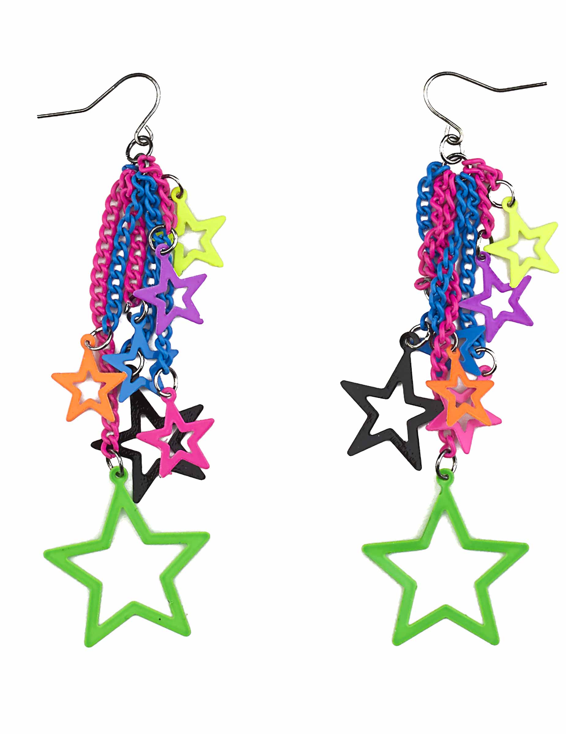 Boucles d'oreilles étoiles multicolores adulte