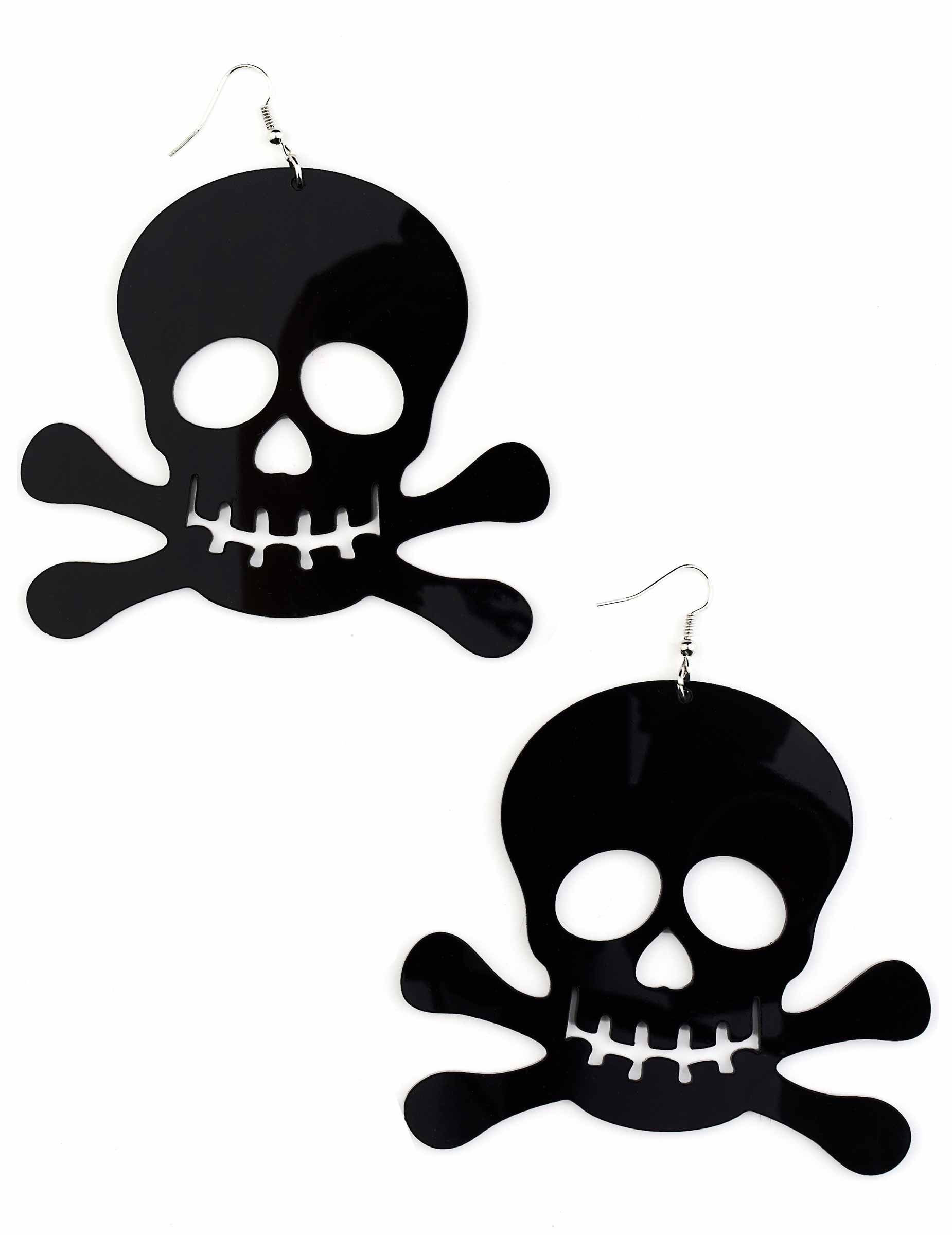 Boucles d'oreilles noires pirate géantes adulte