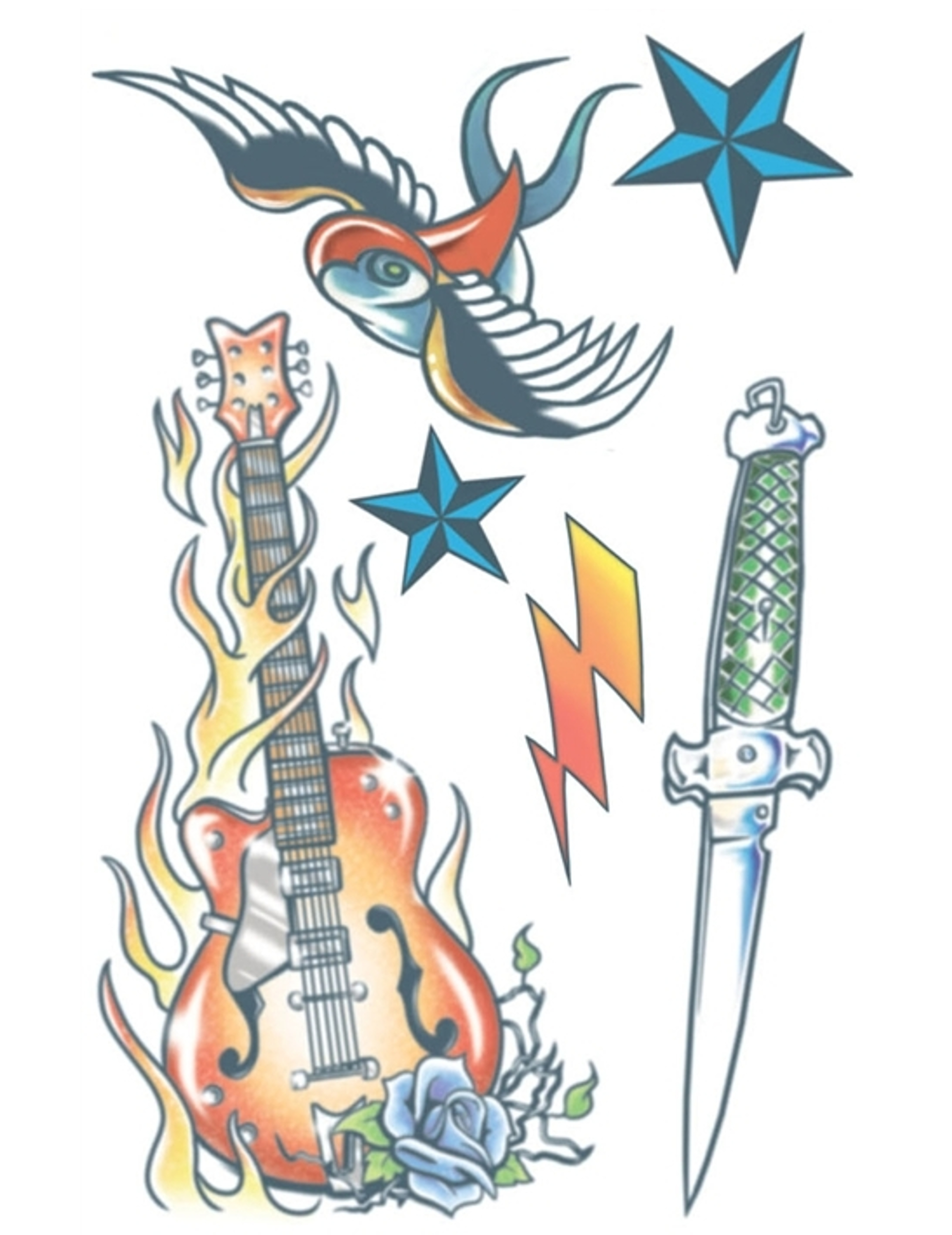 Tatouages éphémères corps rock star adulte
