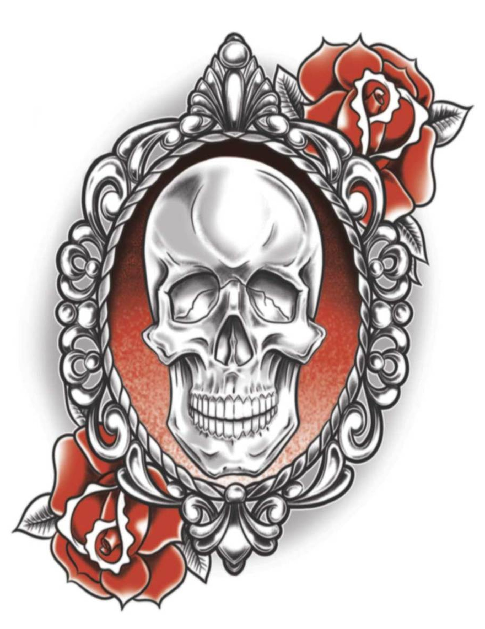 Tatouage ephémere corps Squelette & Roses adulte