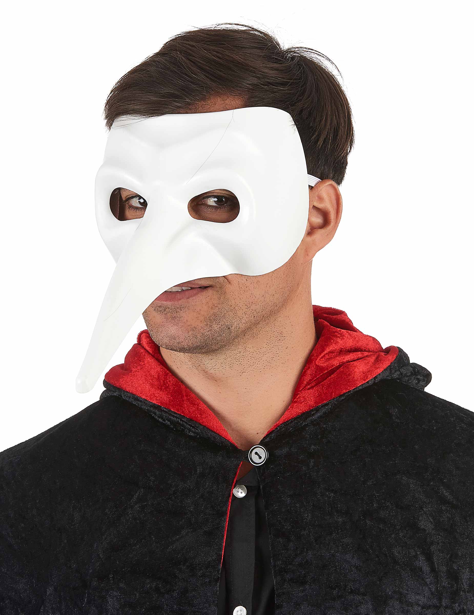 Masque long nez blanc adulte luxe
