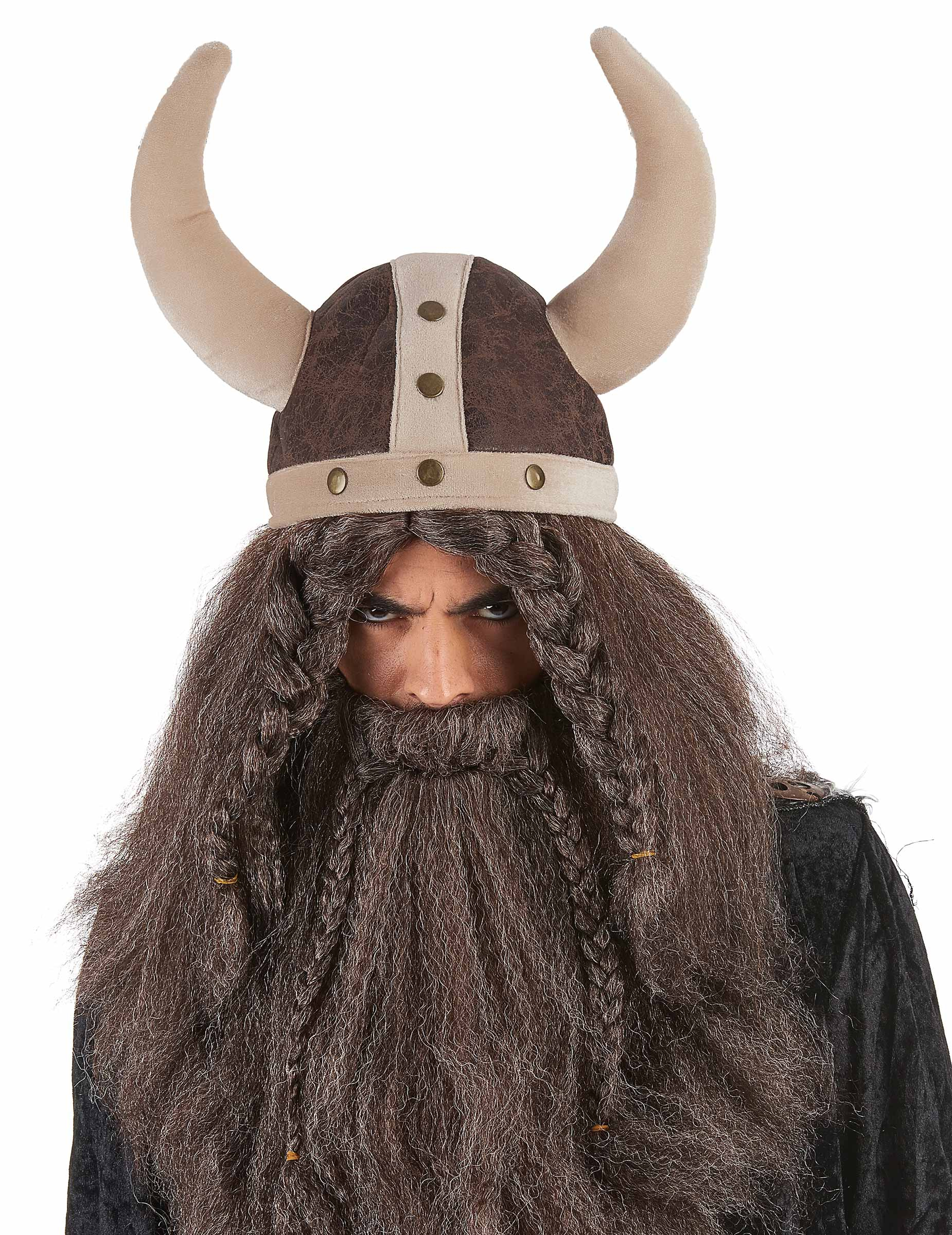 Casque viking souple marron adulte