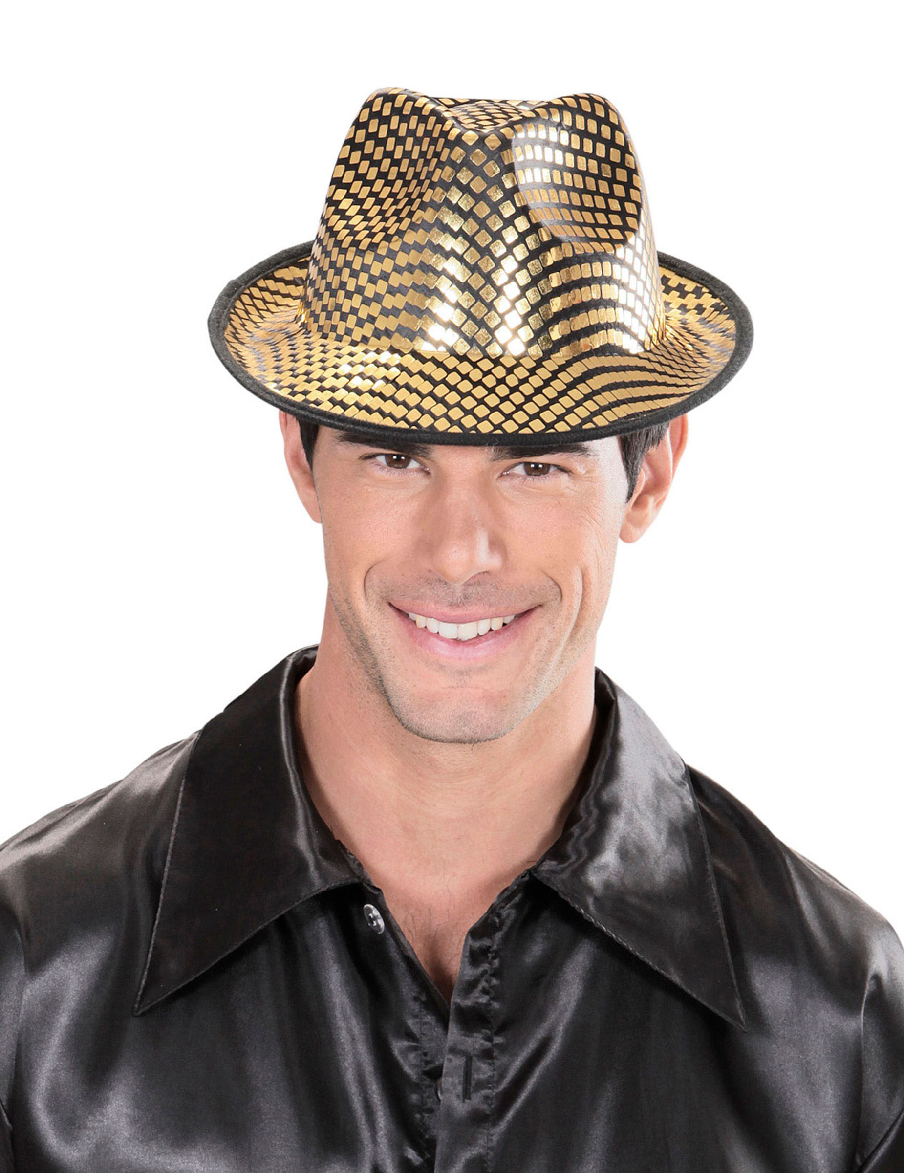 Chapeau borsalino doré petit carreaux adulte