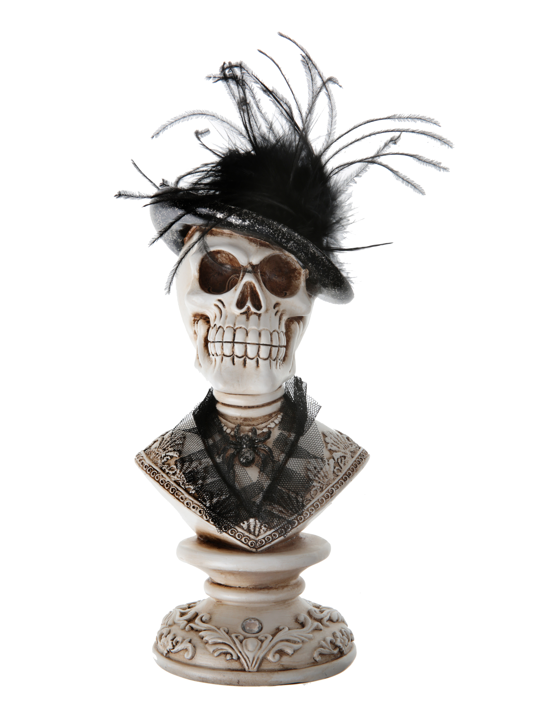 Décoration tête de mort gothique d'Halloween 27 cm