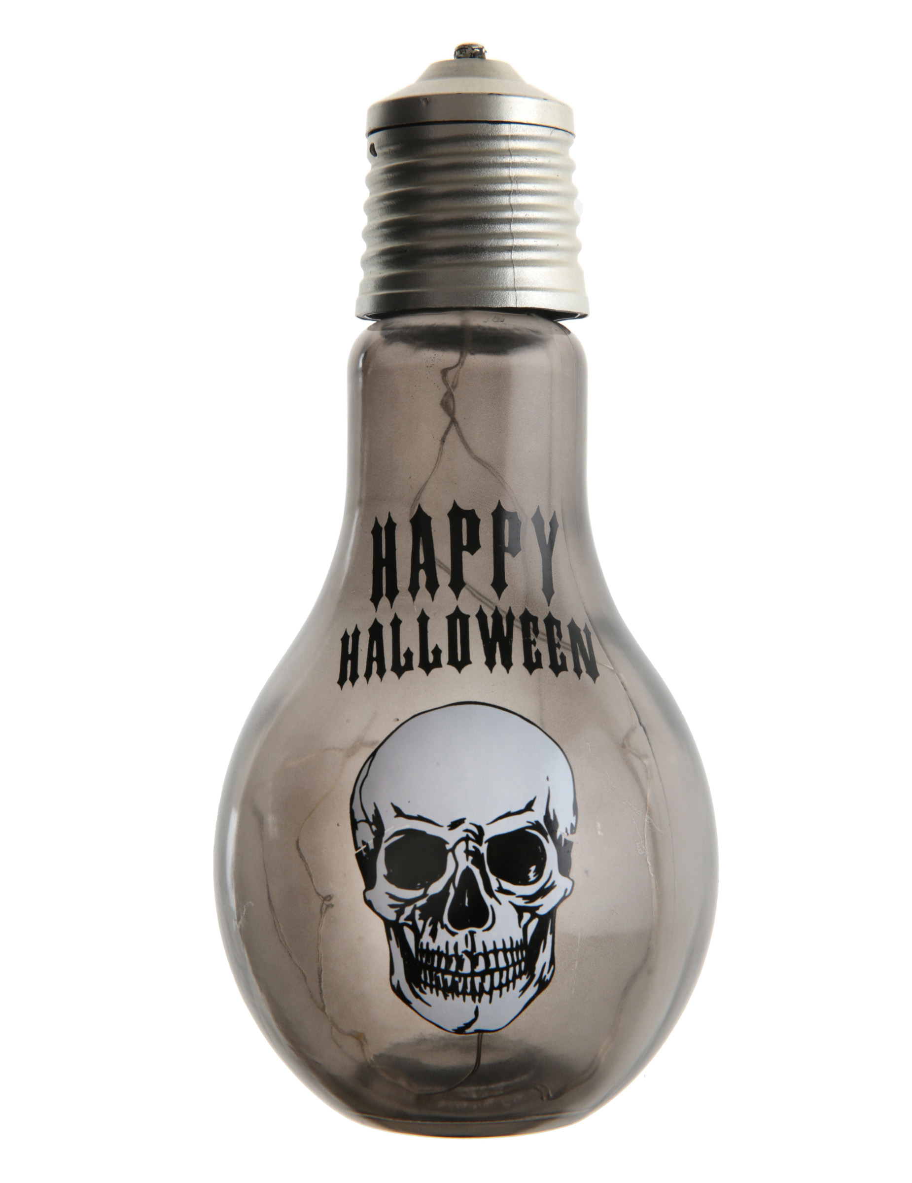 Décoration ampoule tête de mort lumineuse Halloween 11 x 21 cm