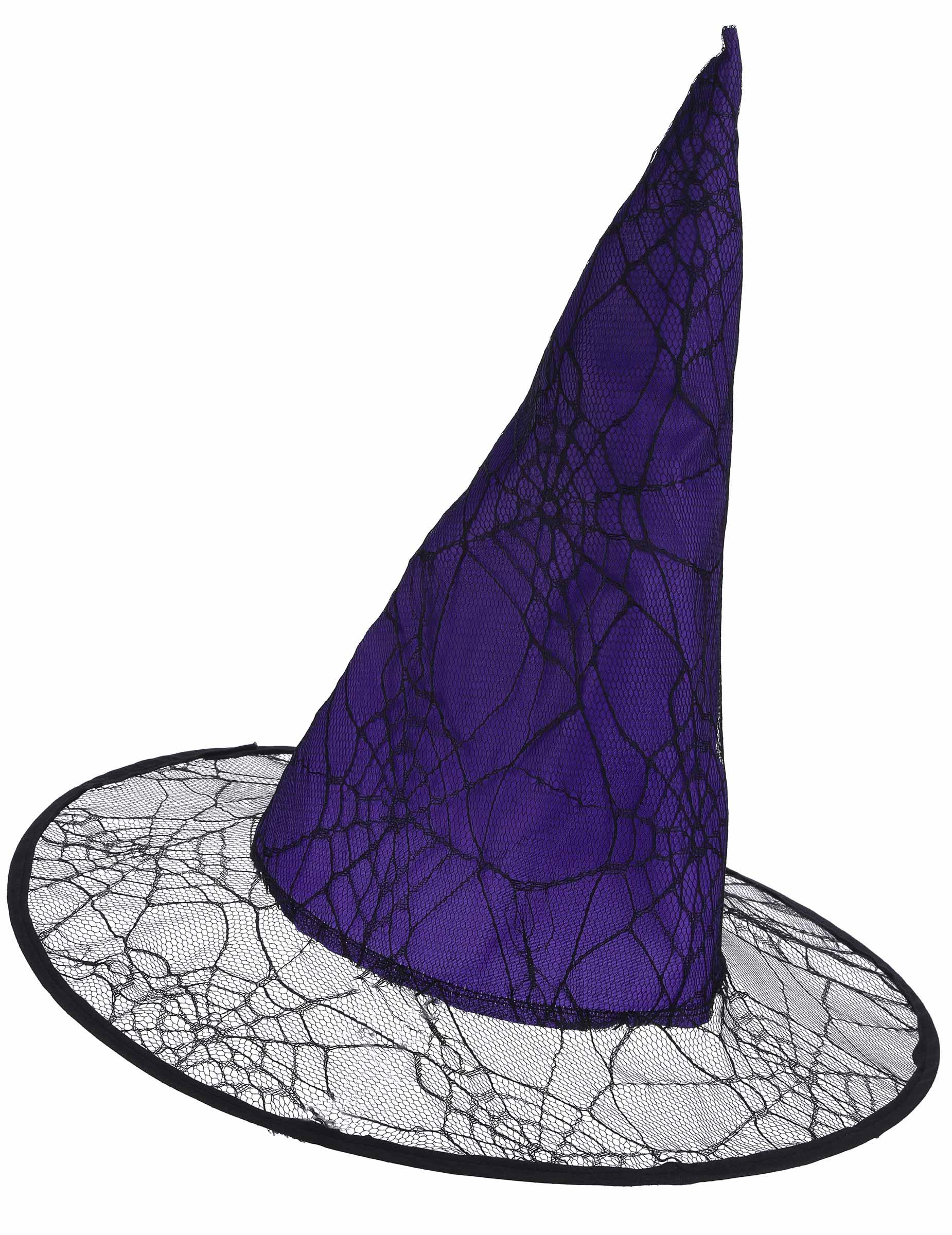Chapeau sorcière violet toile araignée adulte