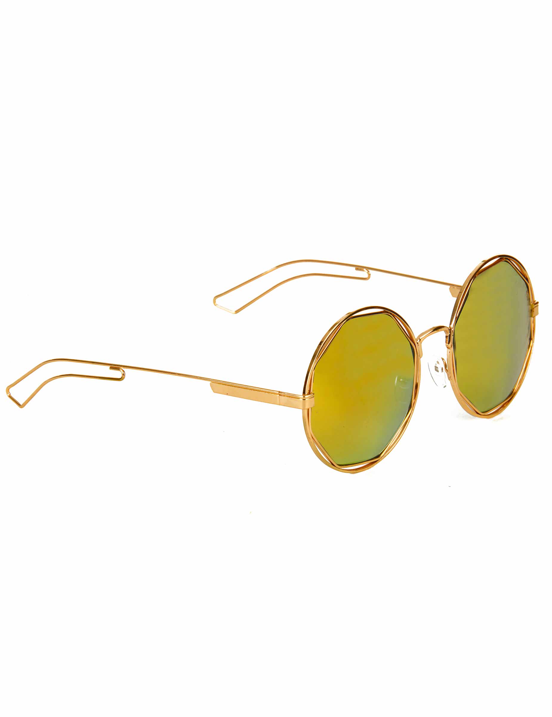 Lunettes rondes rétro métalliques dorées adulte