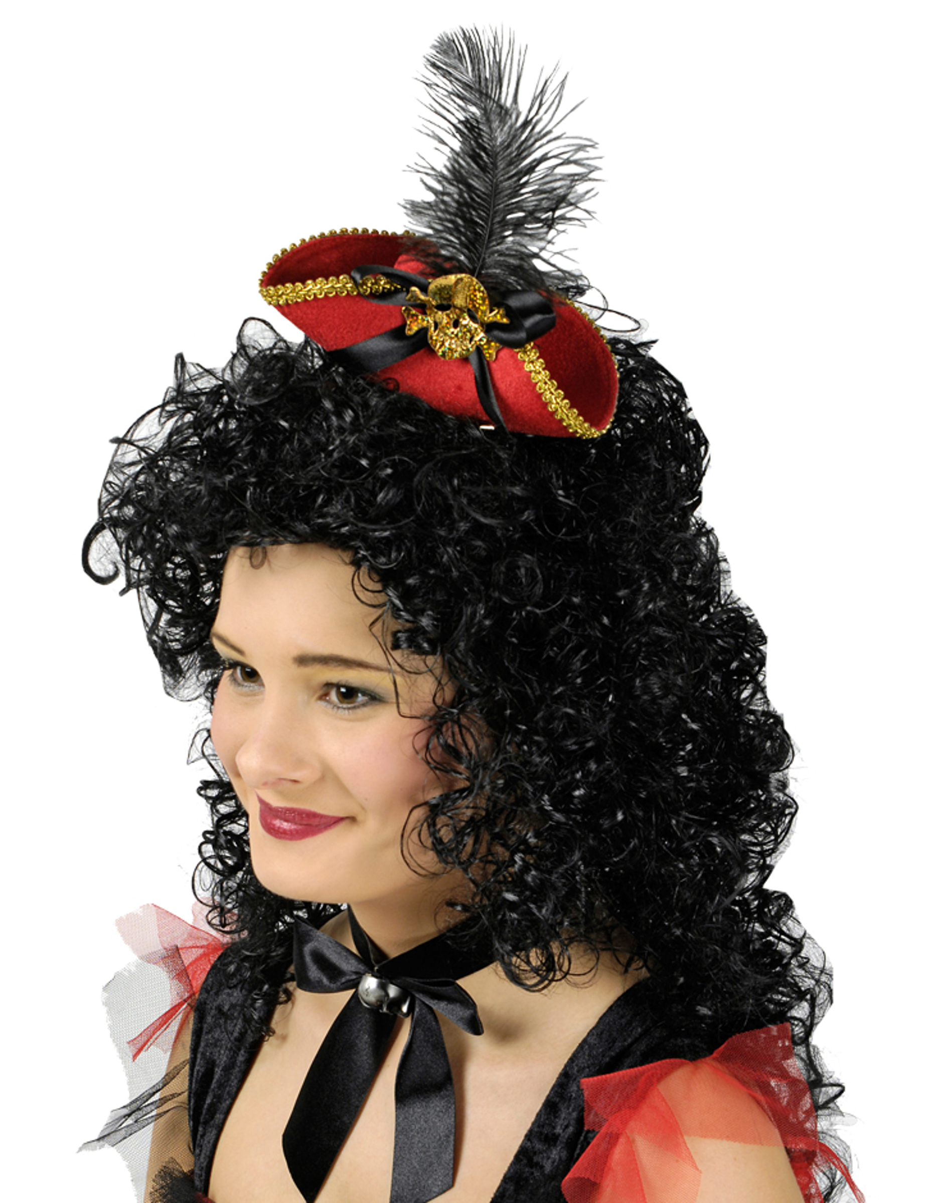 Mini tricorne pirate avec plumes adulte