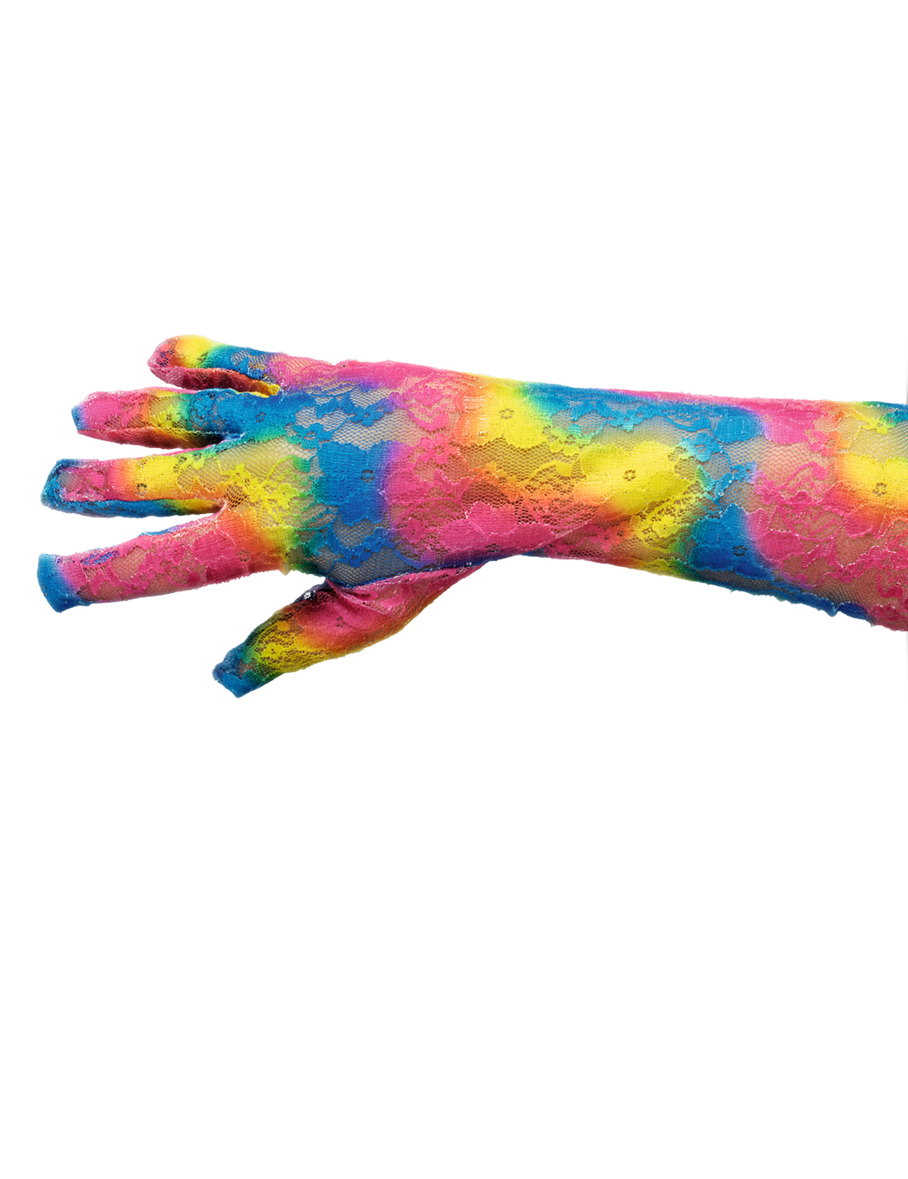 Gants longs dentelle multicolore femme