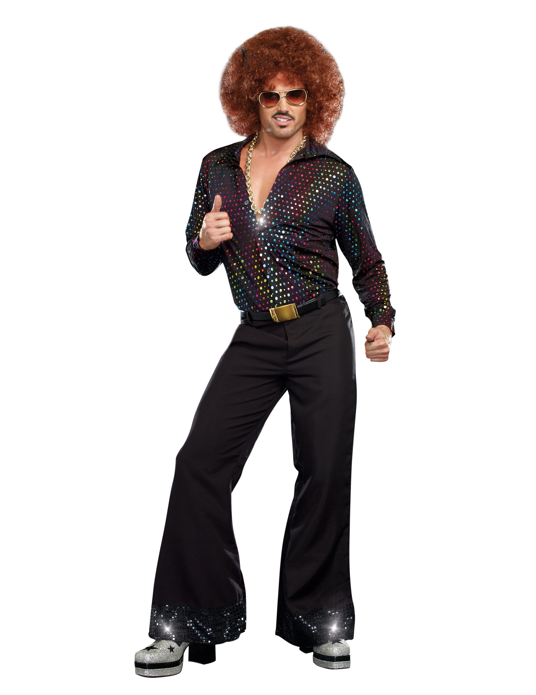 Chemise luxe Disco sequins multicolores homme