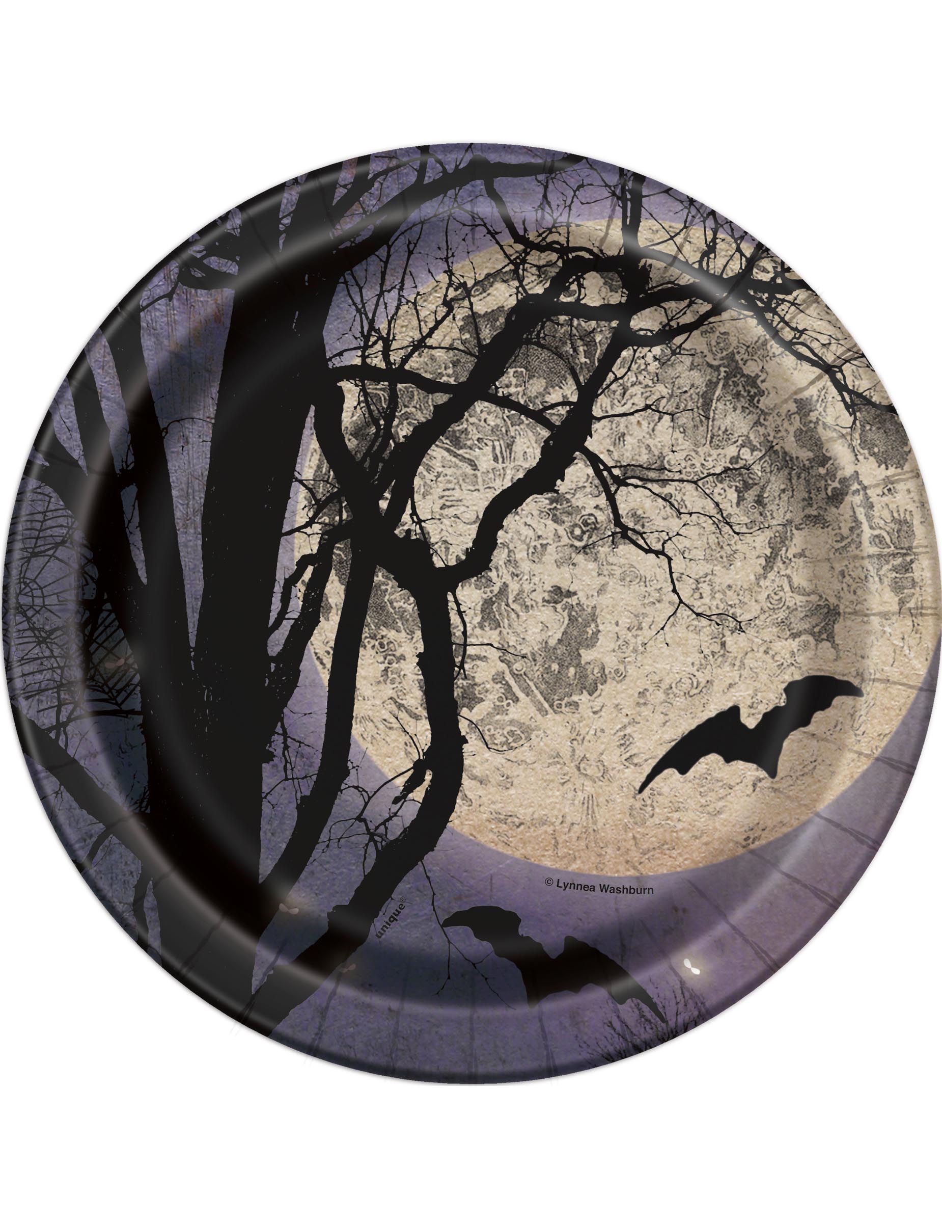 8 Petites assiettes en carton Clair de lune Halloween 18 cm