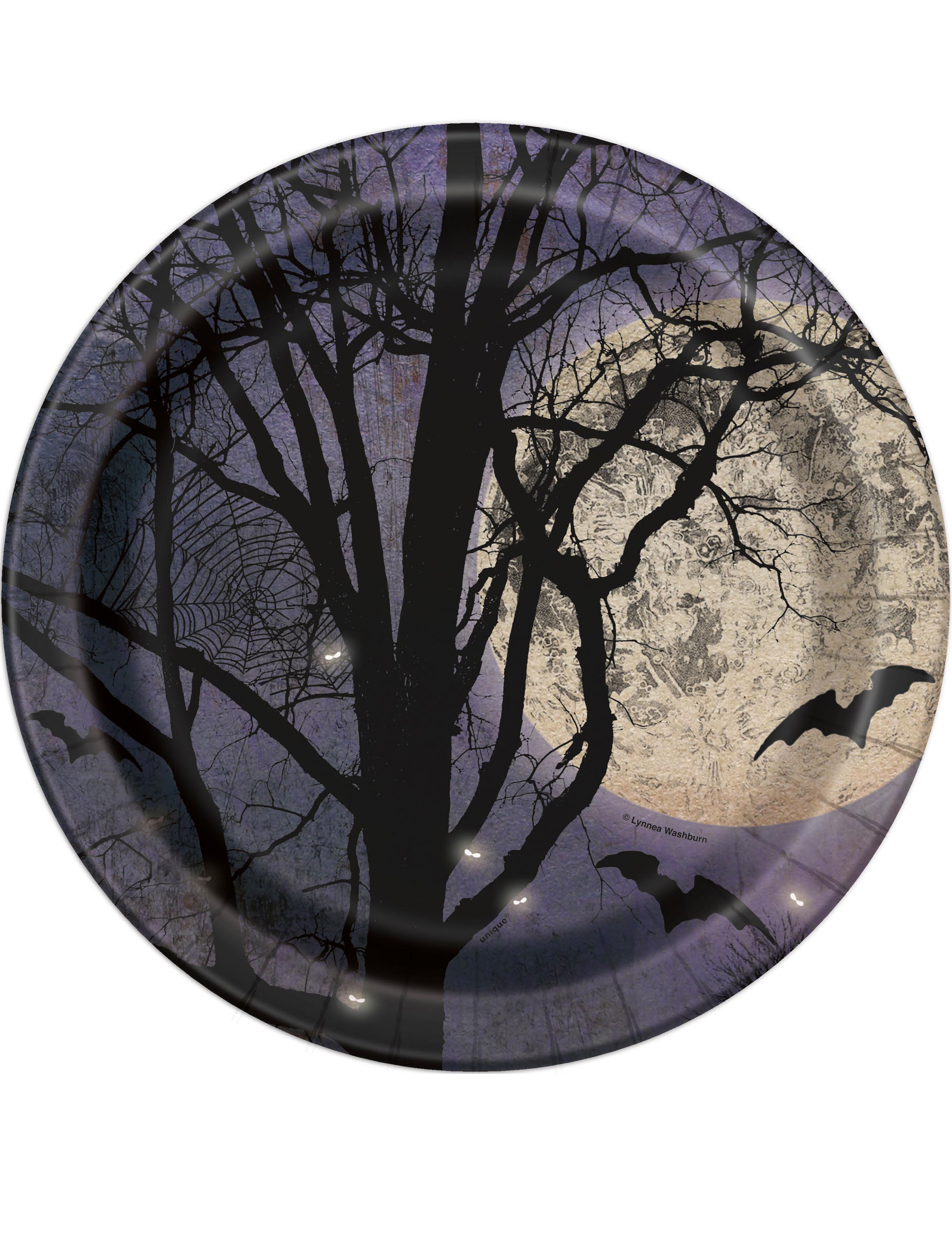 8 Assiettes en carton Clair de lune Halloween 23 cm