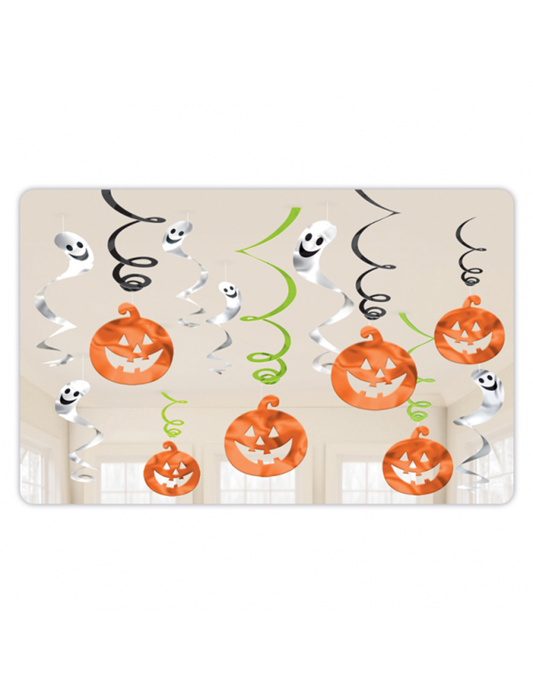 12 Décorations à suspendre citrouilles et fantômes Halloween