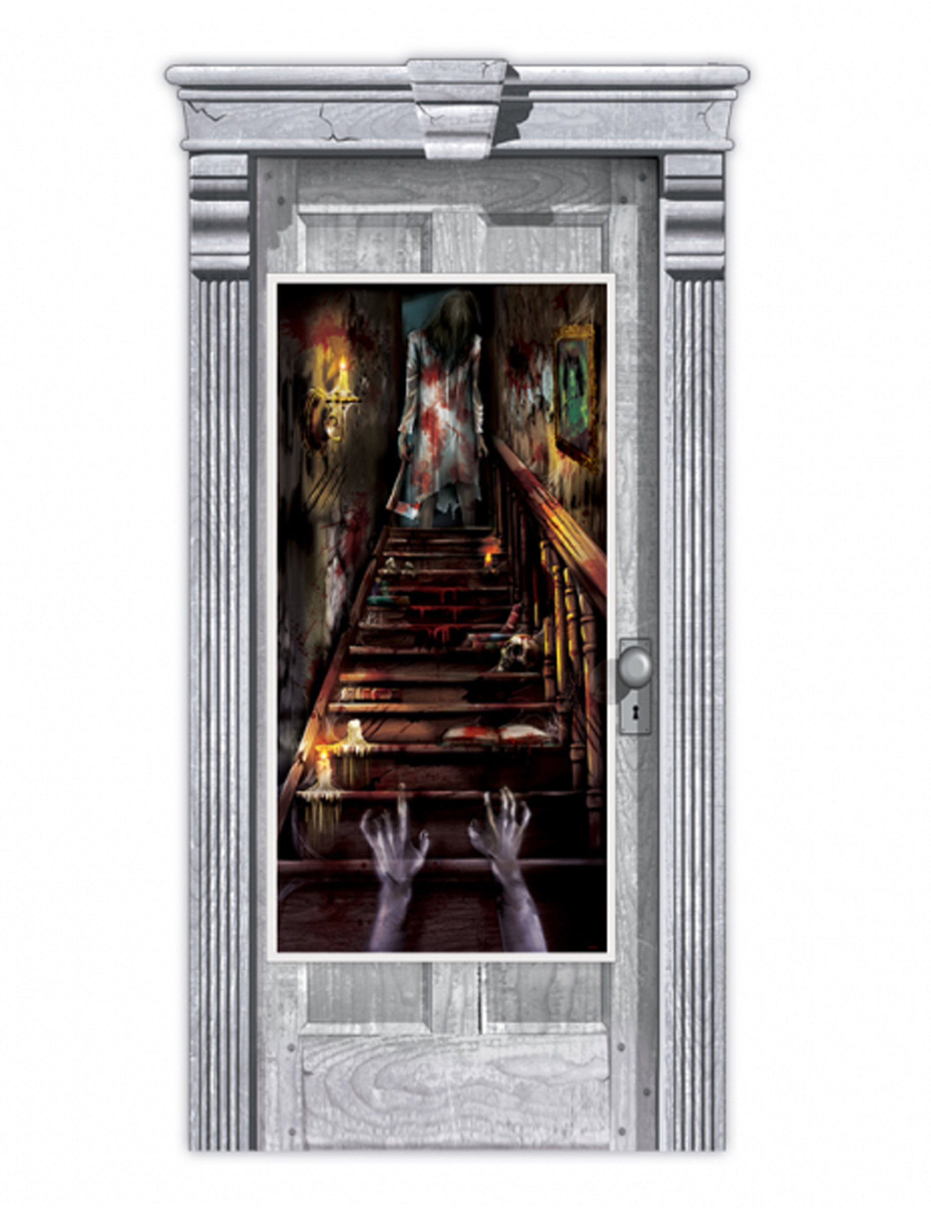 Décoration de porte Maison hantée zombie 165 x 85 cm