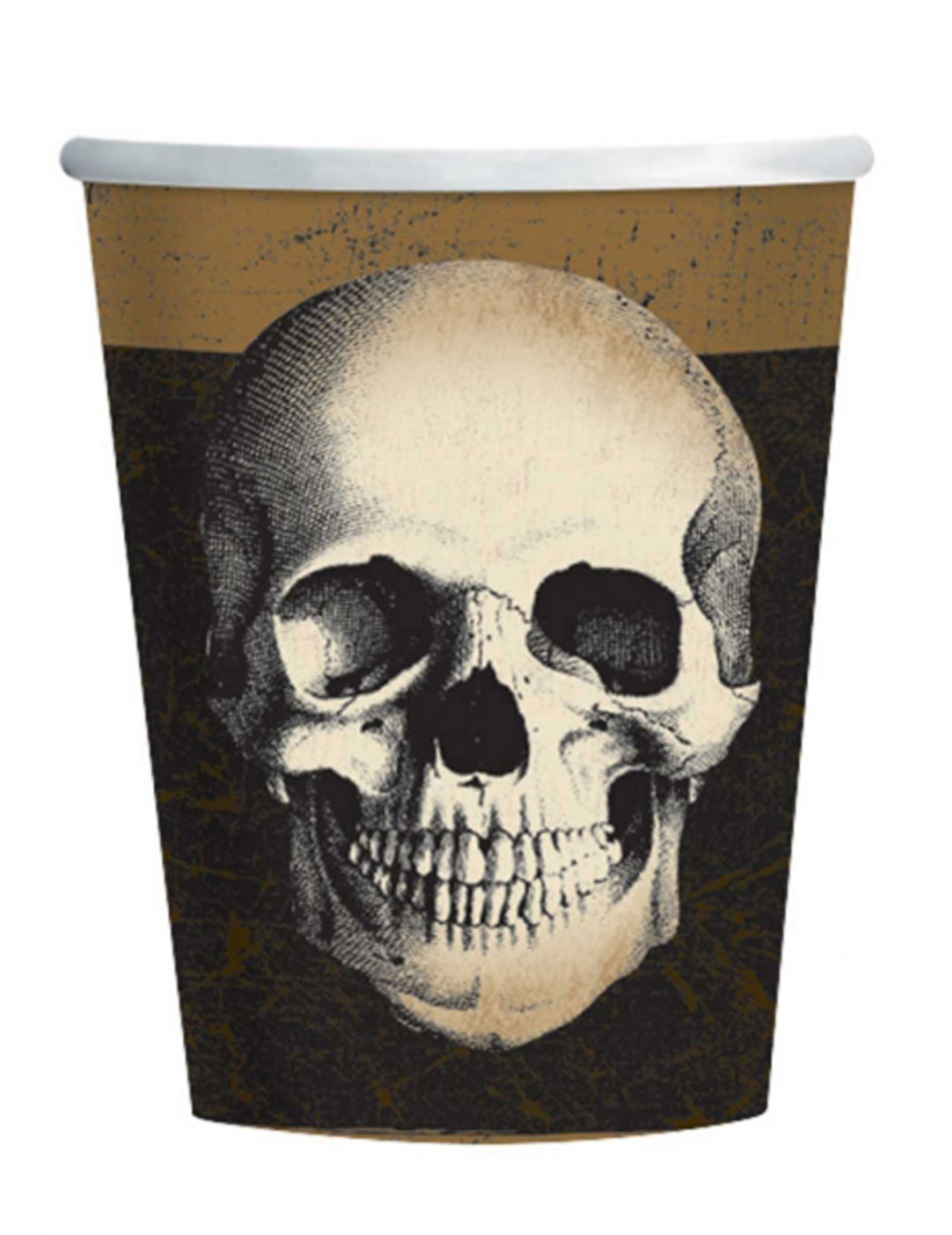 10 Gobelets en carton tête de mort Halloween 266 ml