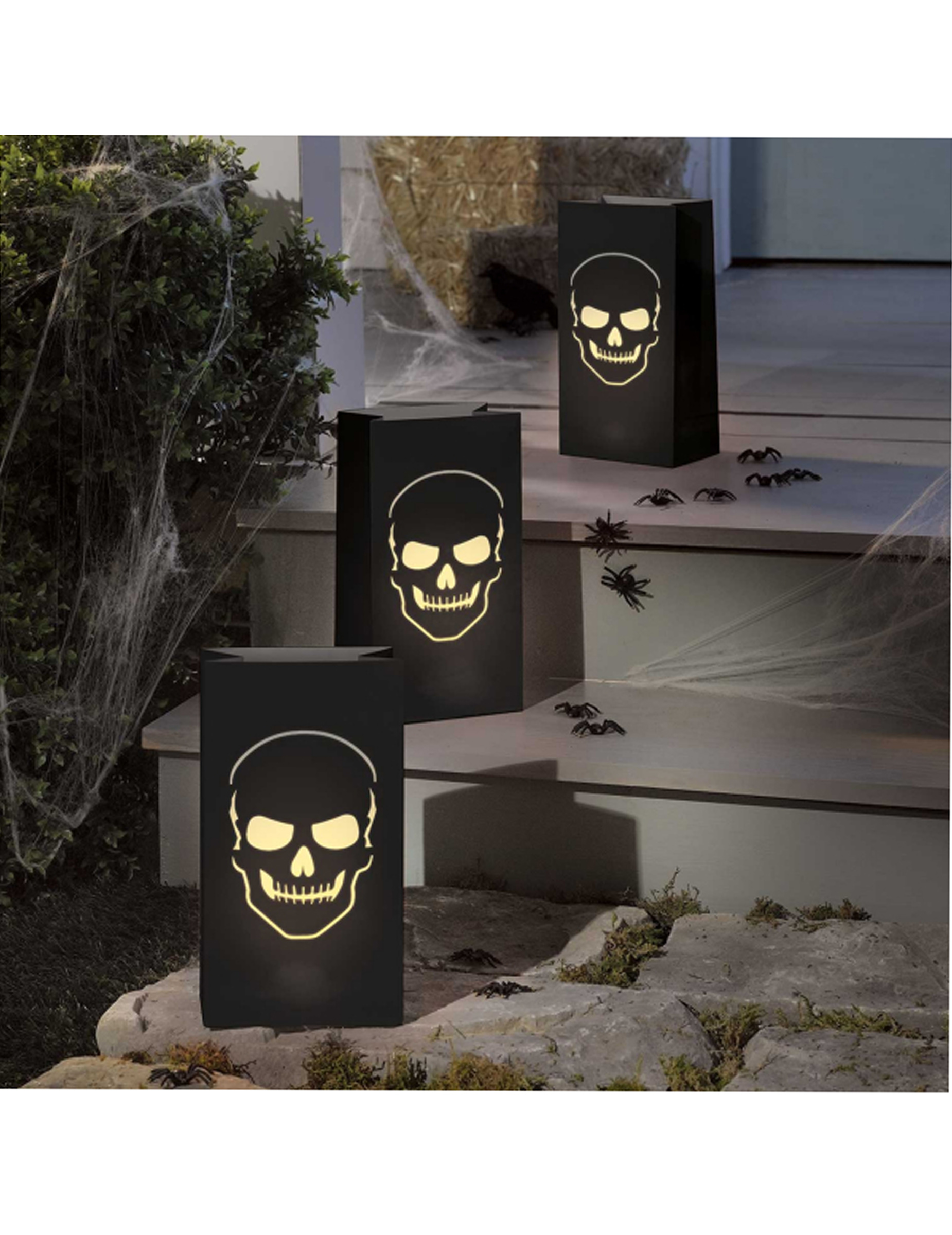 6 Lanternes en papier tête de mort Halloween