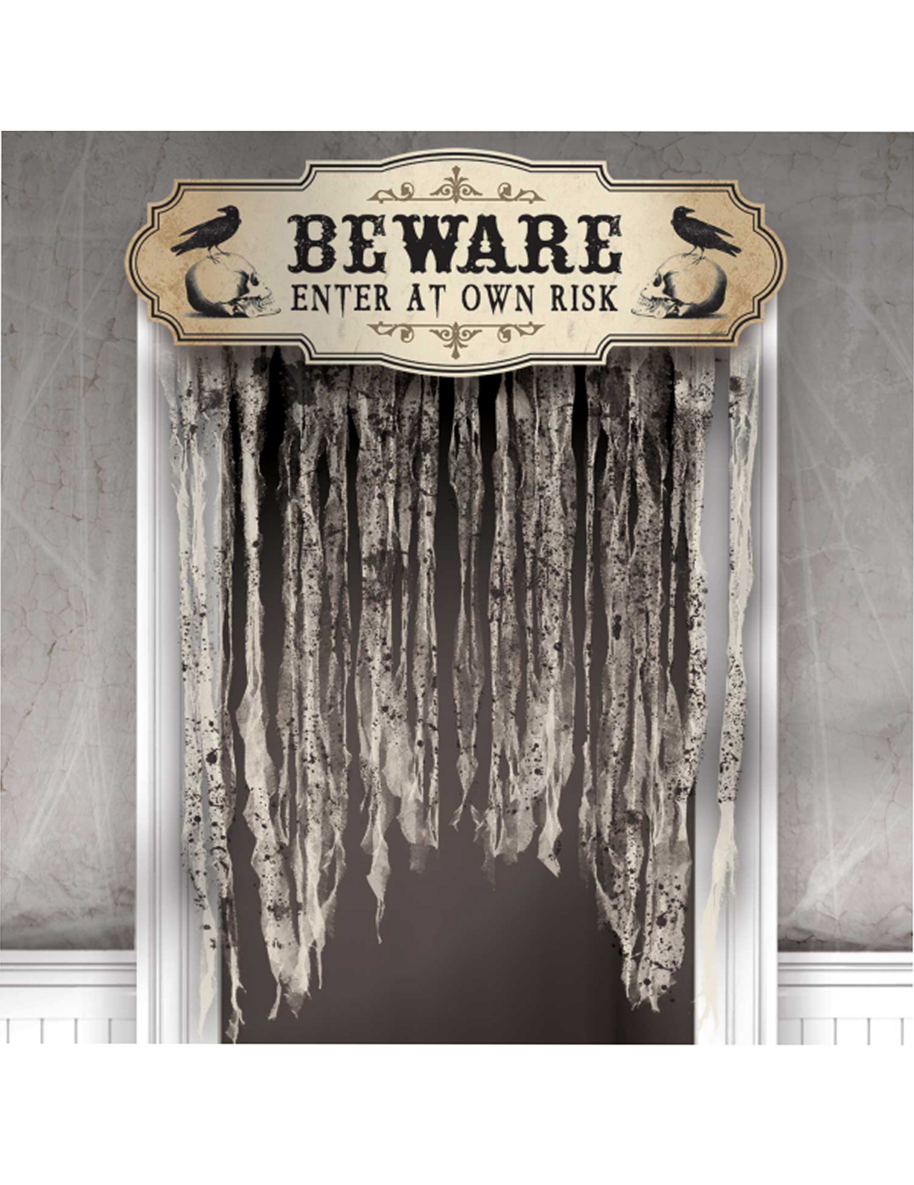 Rideau de porte tête de mort Halloween 140 X 100 cm