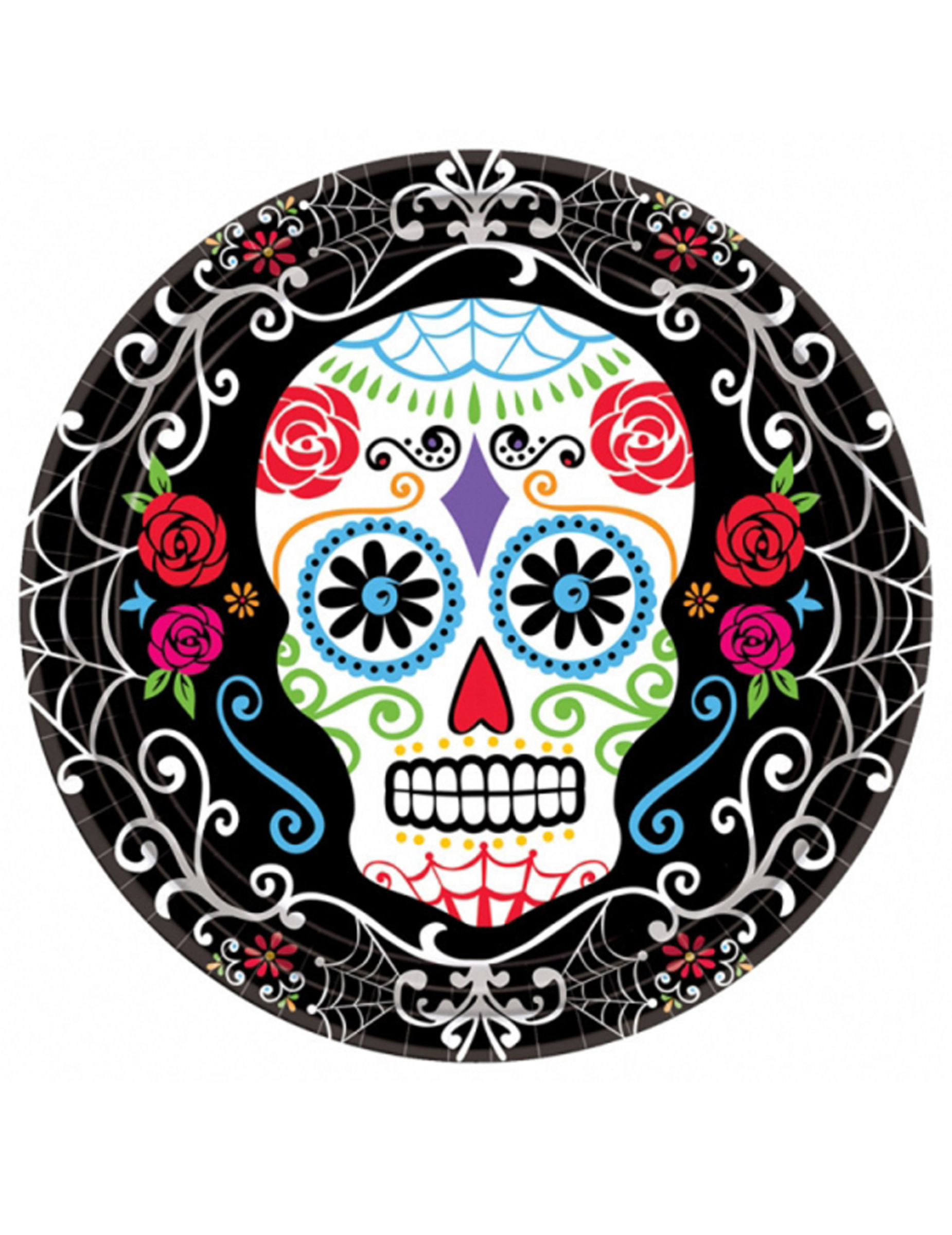 10 Assiettes en carton Dia de los muertos 23 cm