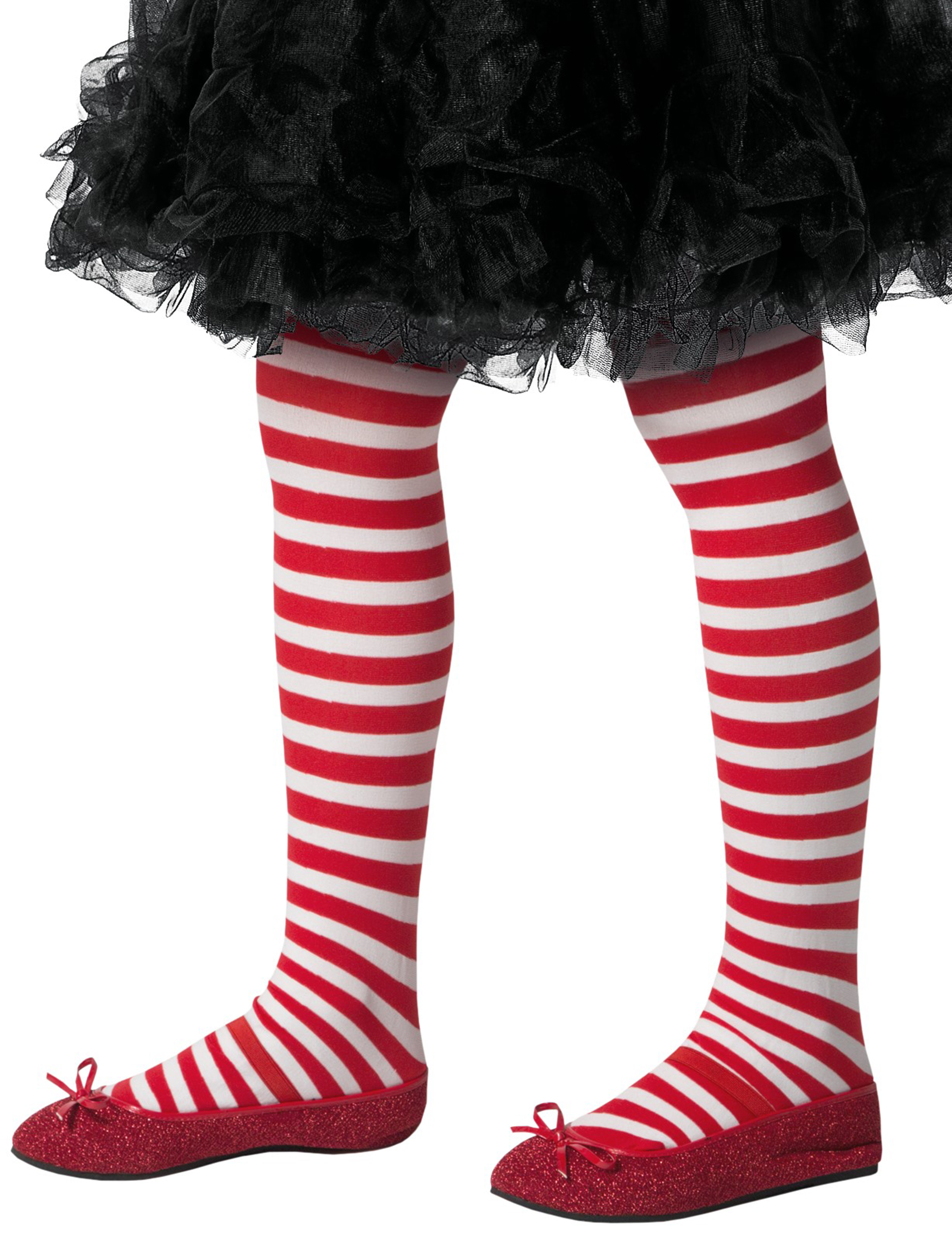 Collants rayés blancs et rouge enfant