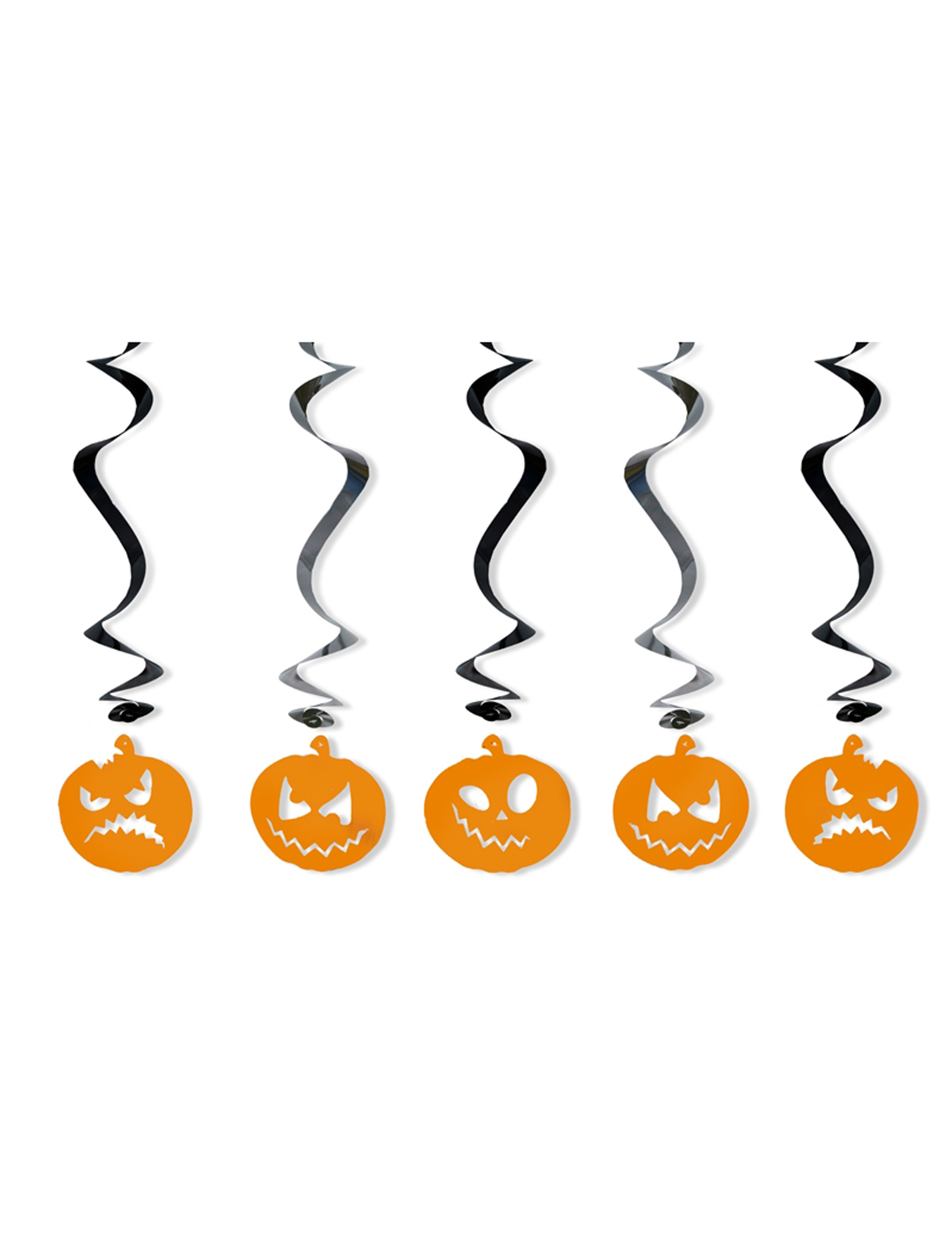 5 Décorations à suspendre spirales Citrouilles Halloween 60 cm