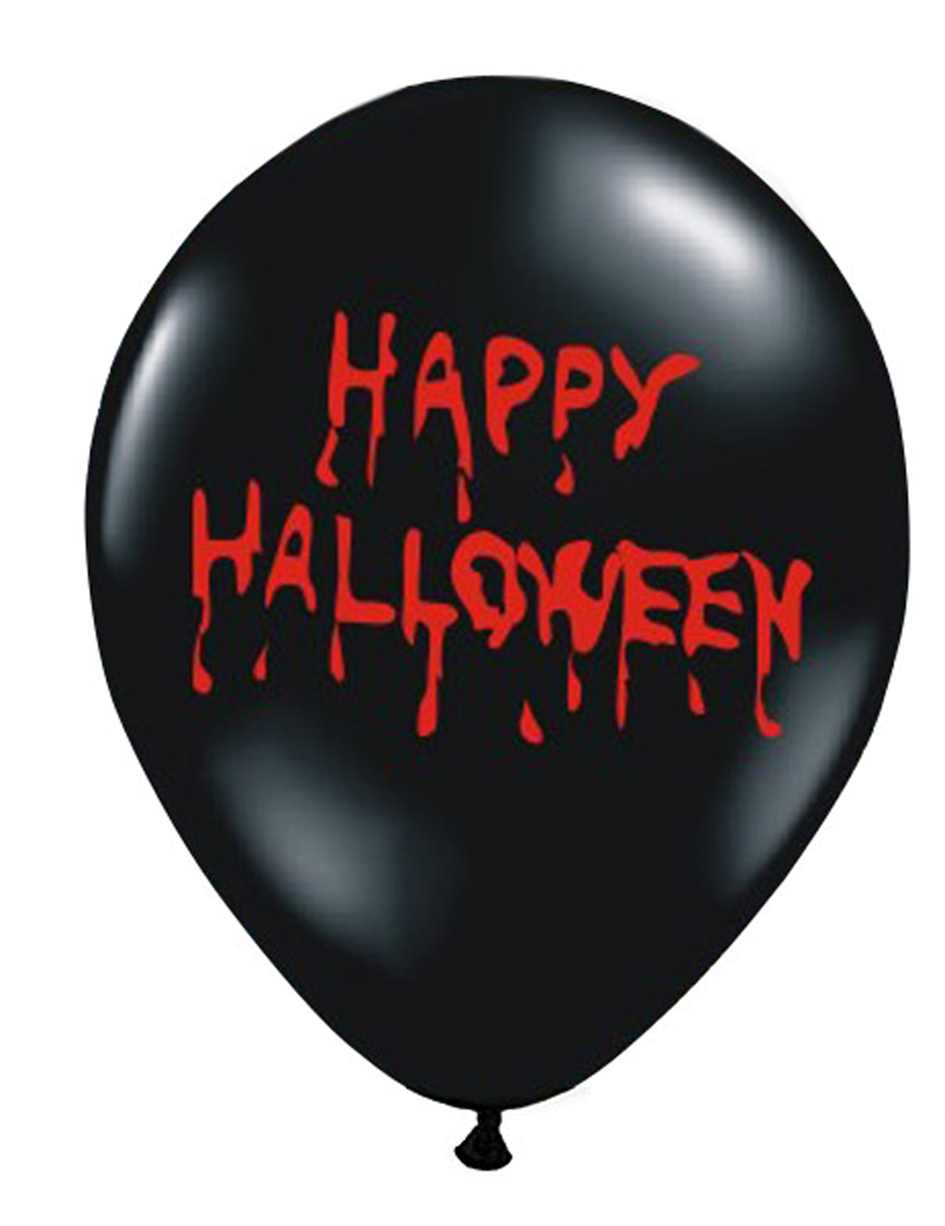 6 Ballons en latex Happy Halloween sanglant noirs 30 cm