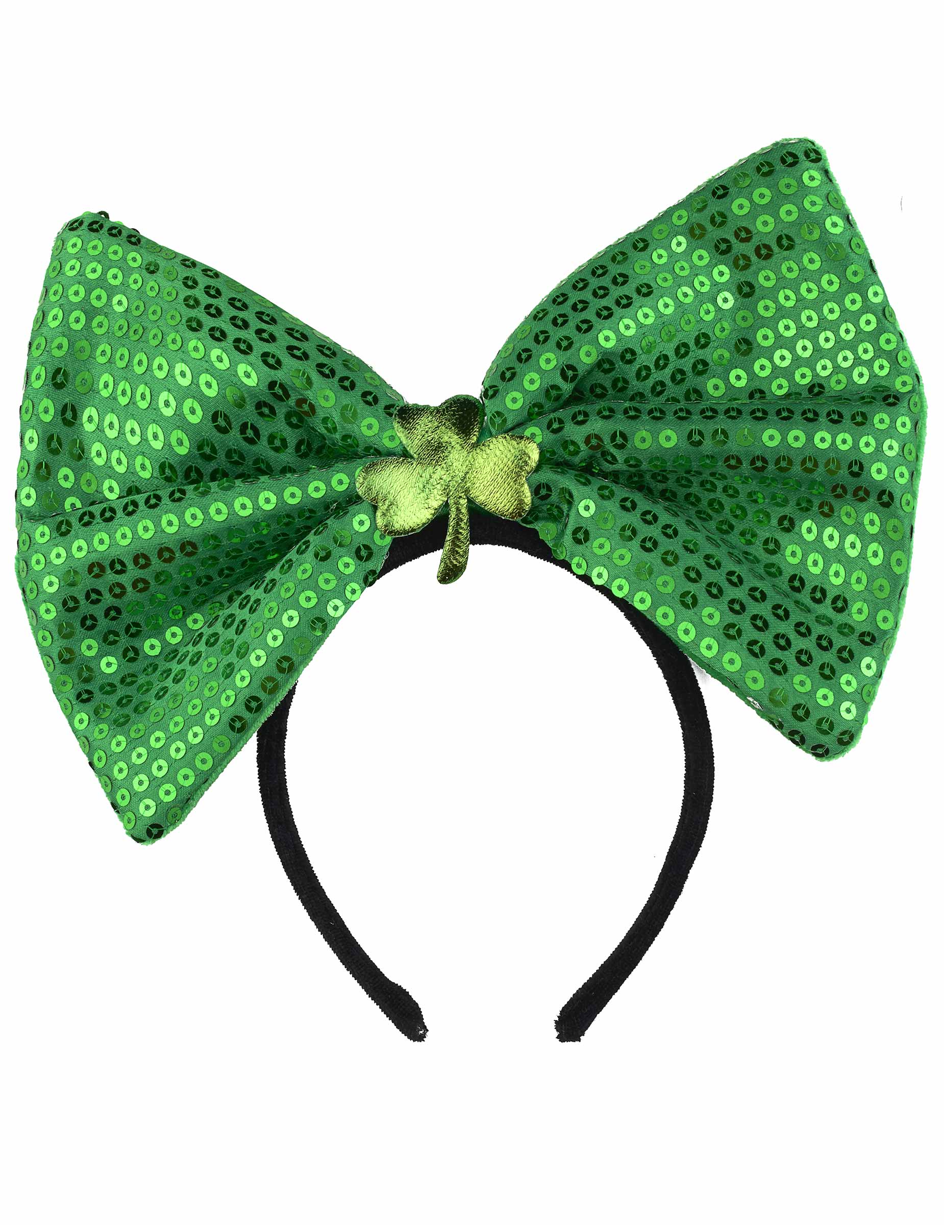 Serre-tête noeud vert à sequins adulte