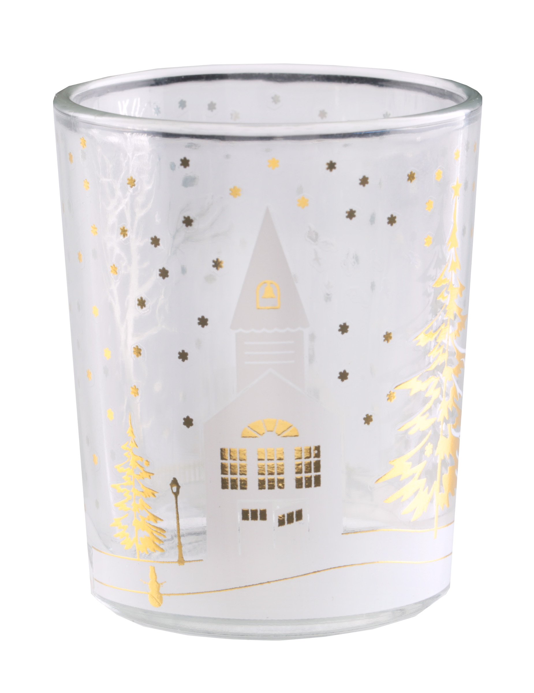 Photophore en verre village de Noël