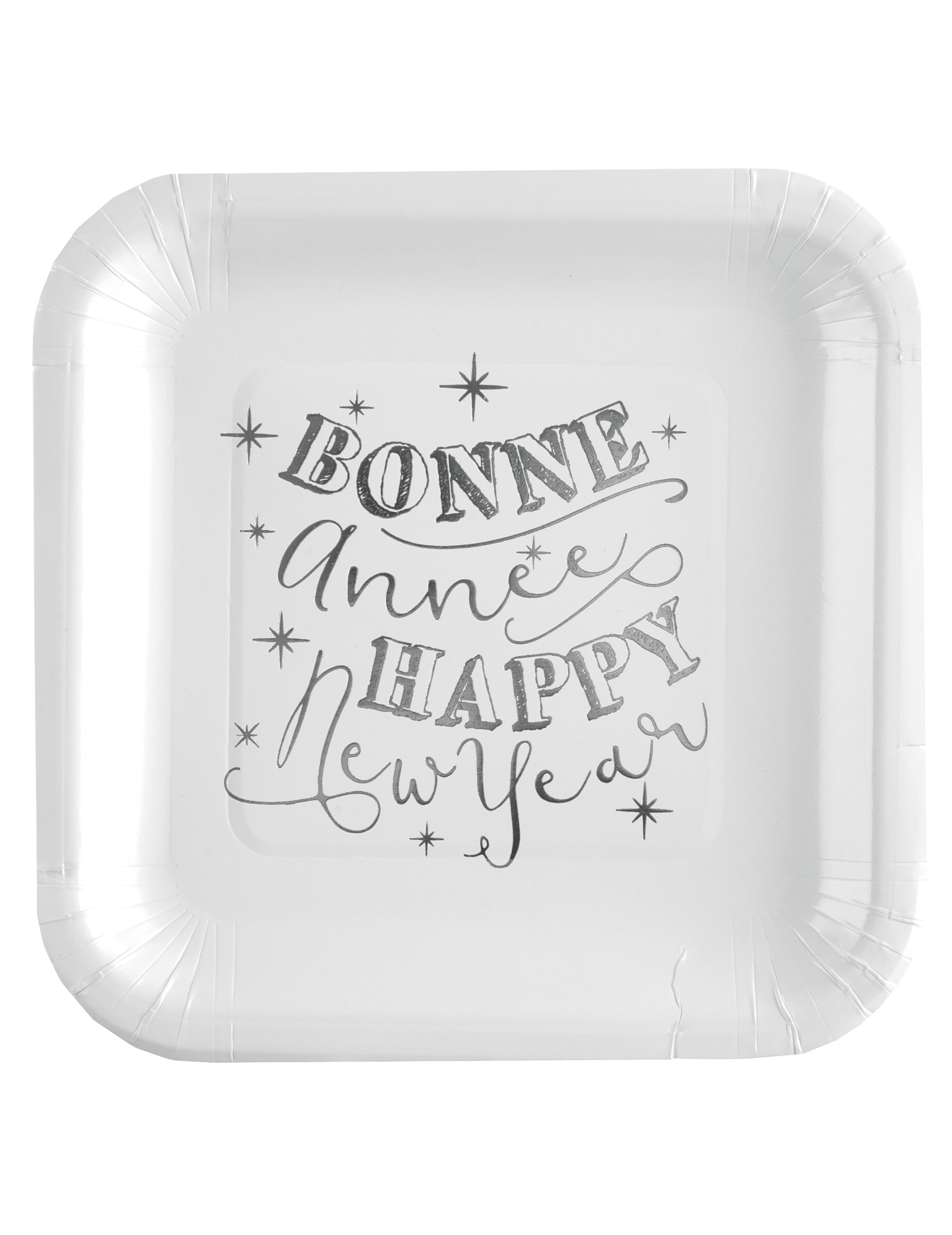 10 Assiettes en carton Bonne Année 23 x 23 cm