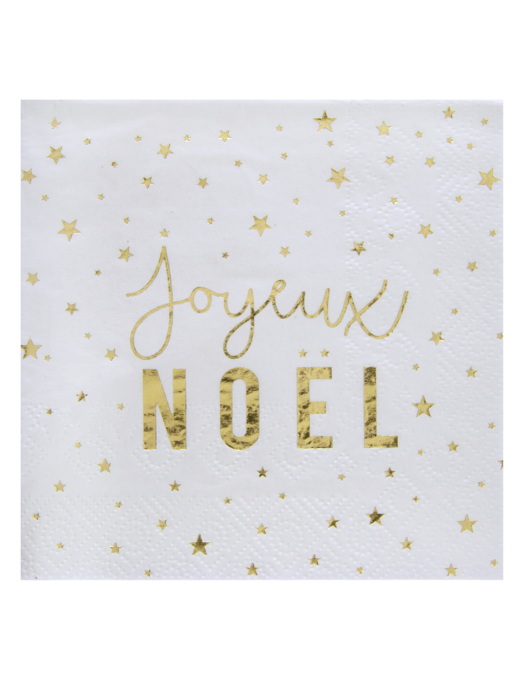 20 Serviettes en papier Joyeux Noël doré 25 x 25 cm