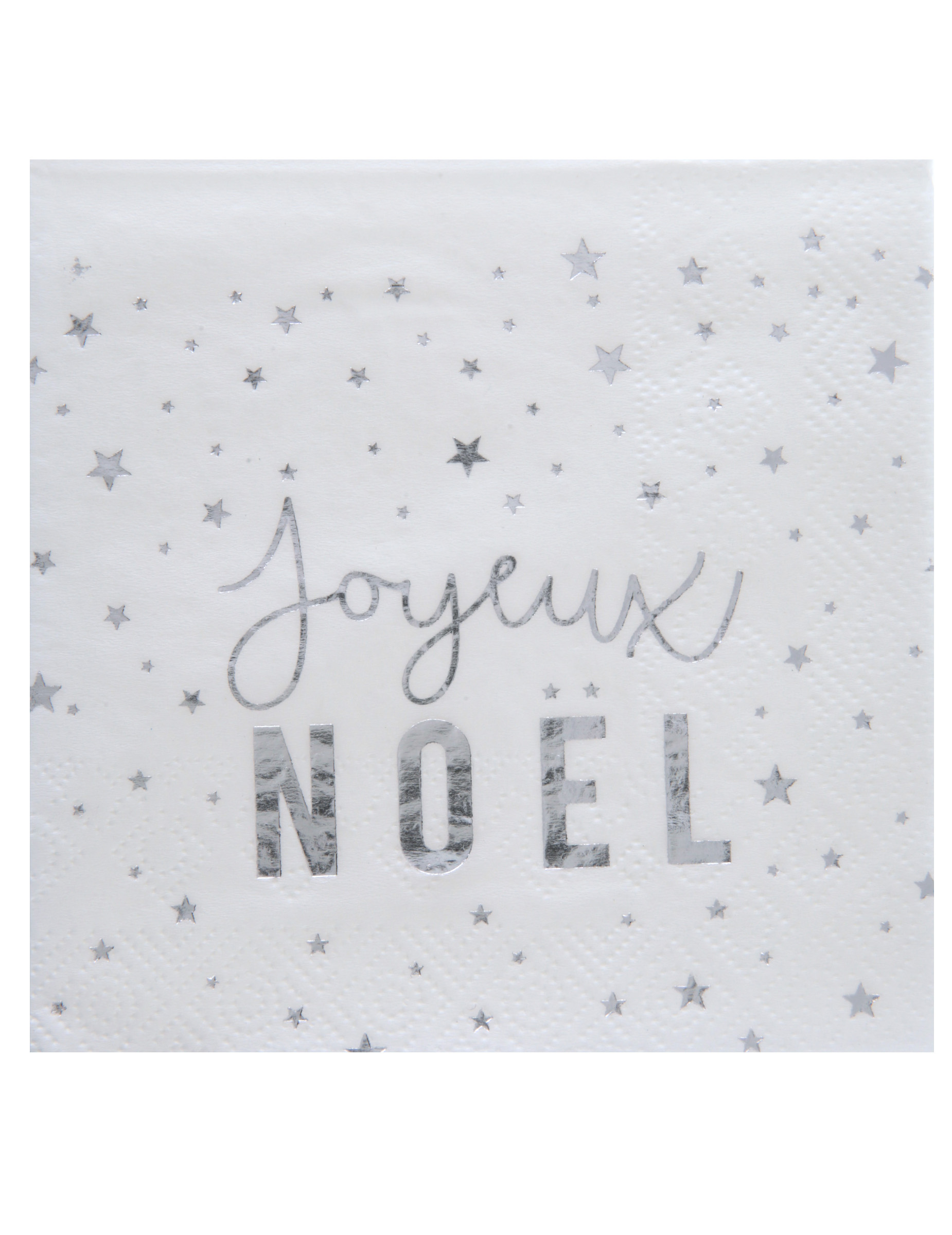 20 Serviettes en papier Joyeux Noël argenté 25 x 25 cm