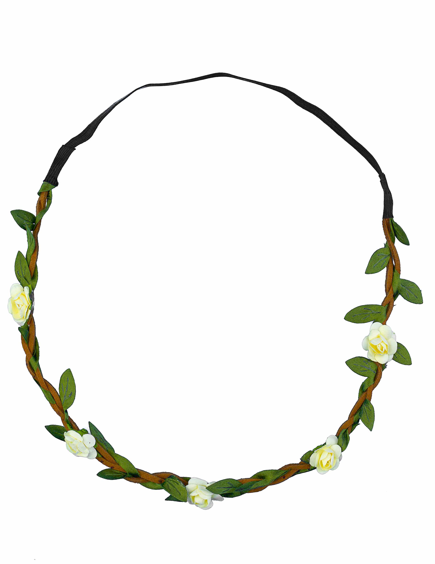 Couronne de fleurs blanches élastique adulte