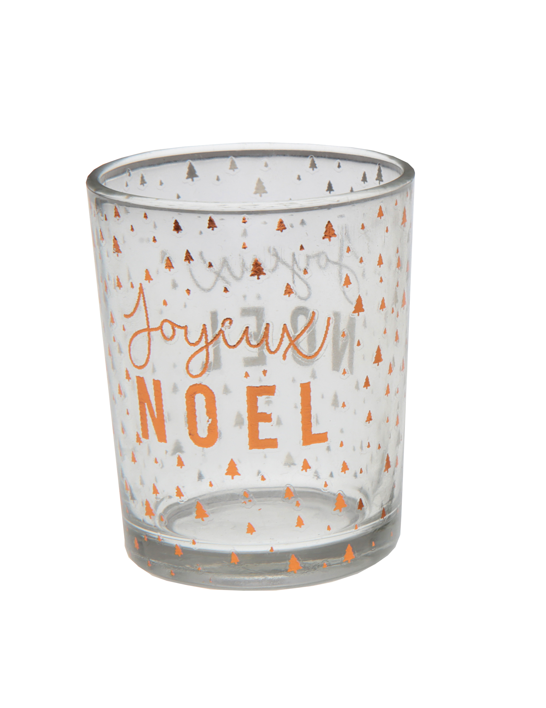 Photophore en verre Joyeux Noël cuivre