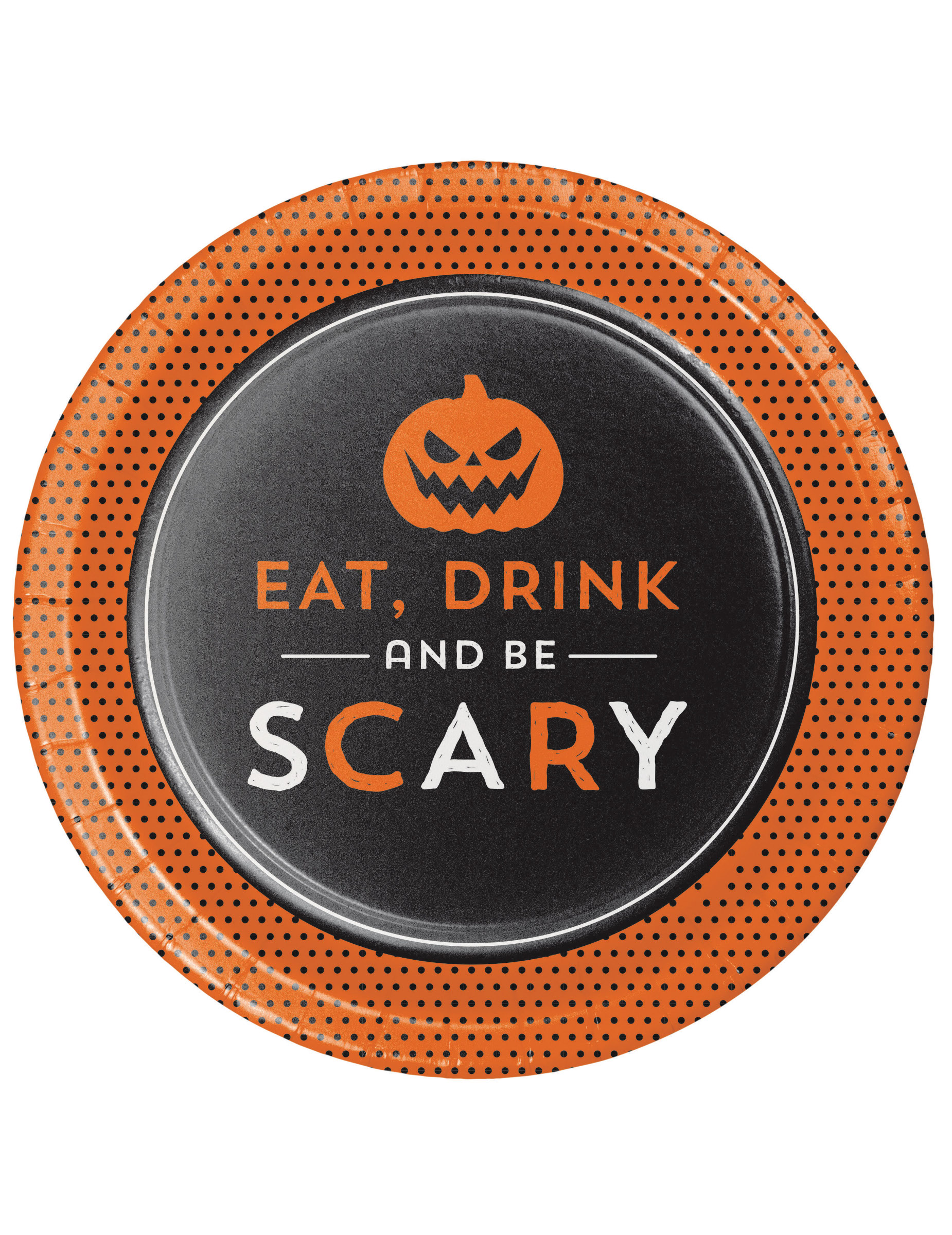 8 Assiettes en carton Halloween Eat Drink and Be scary 18 cm