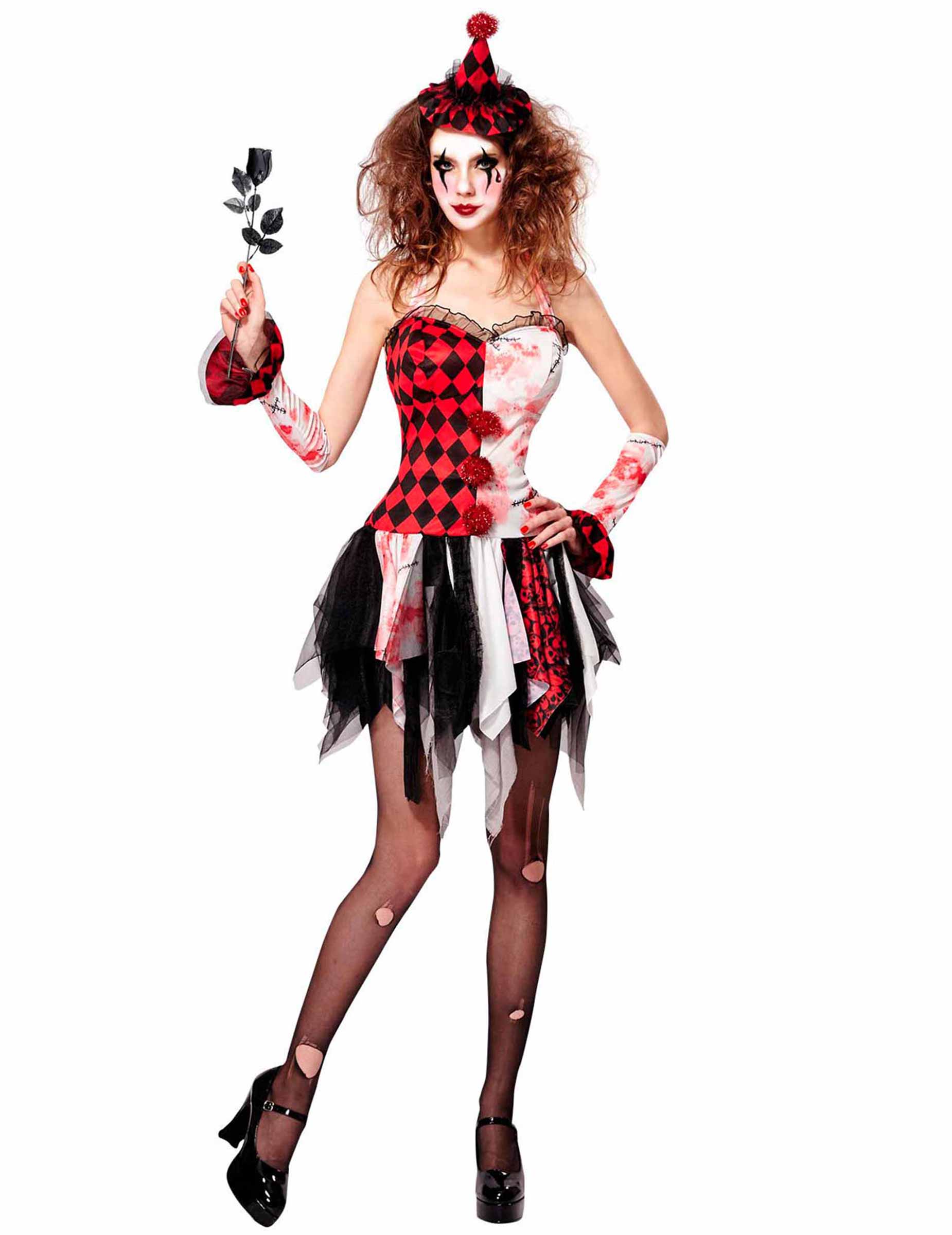 Déguisement arlequin démoniaque femme Halloween