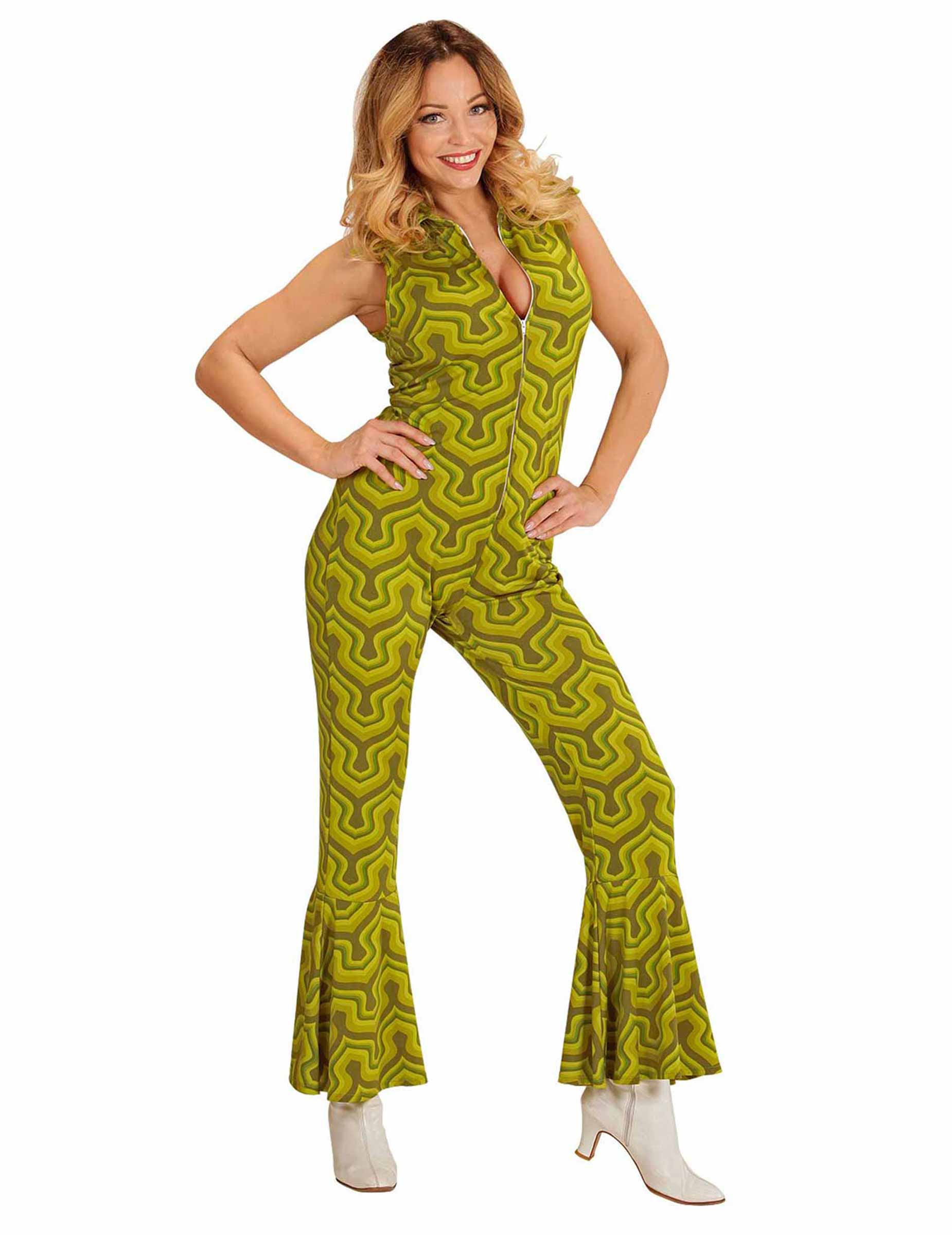 Déguisement combinaison groovy vert années 70 femme