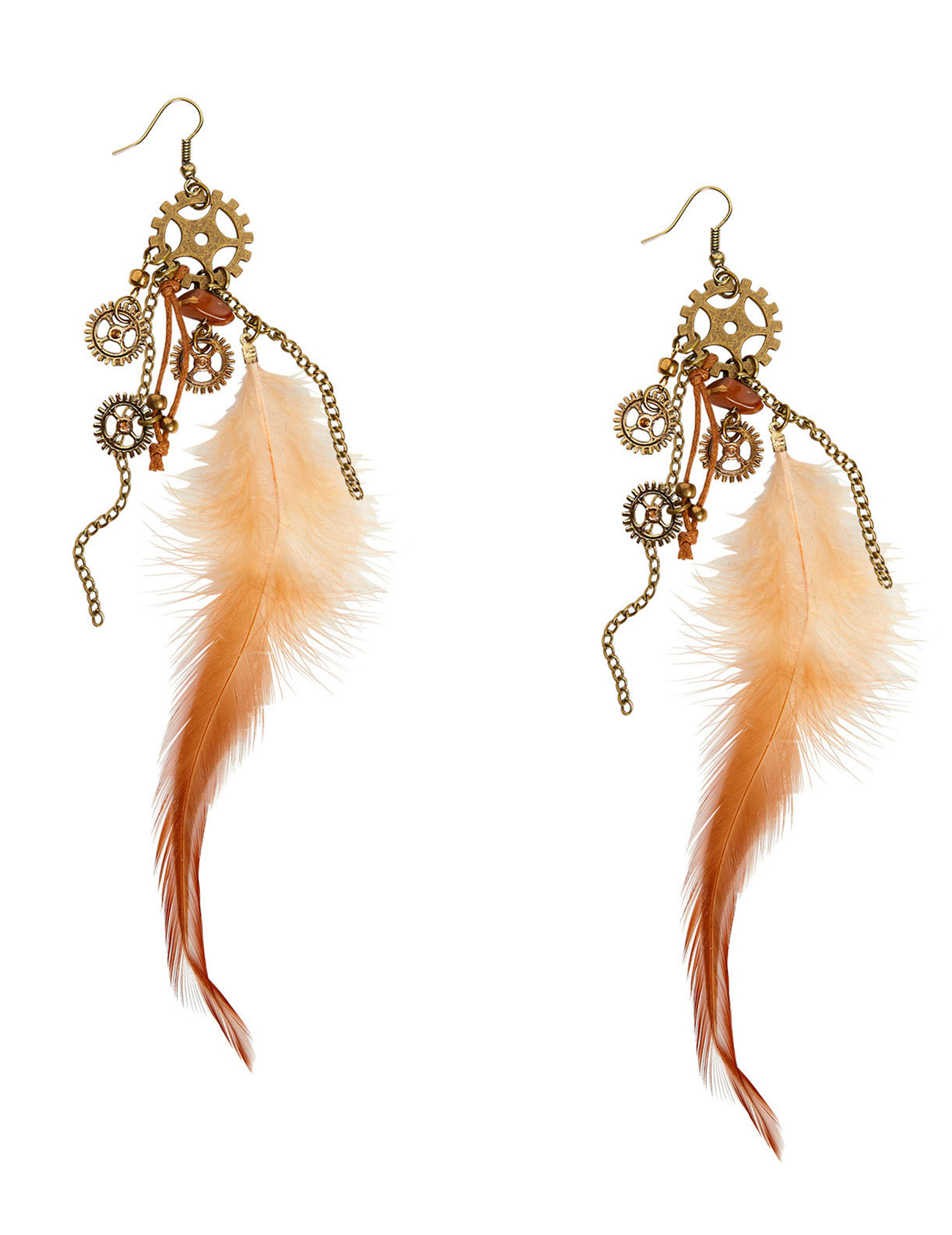 Boucles d'oreilles plumes adulte Steampunk
