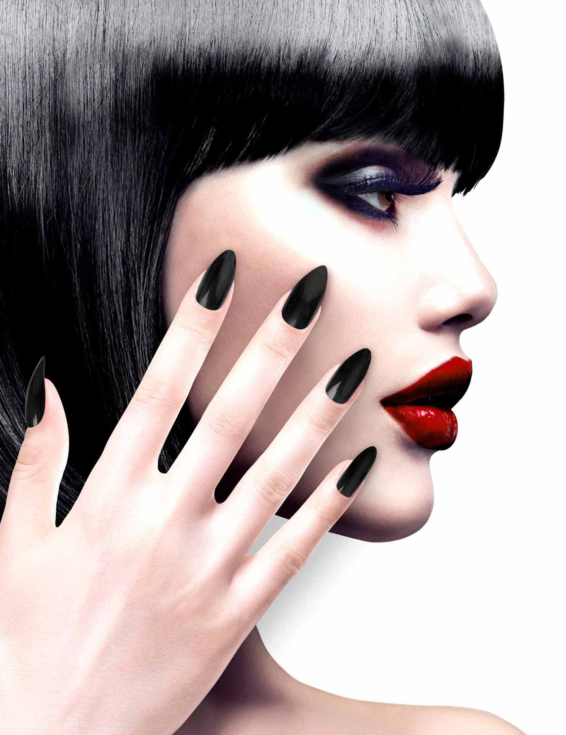 Faux ongles noirs adhésifs adulte