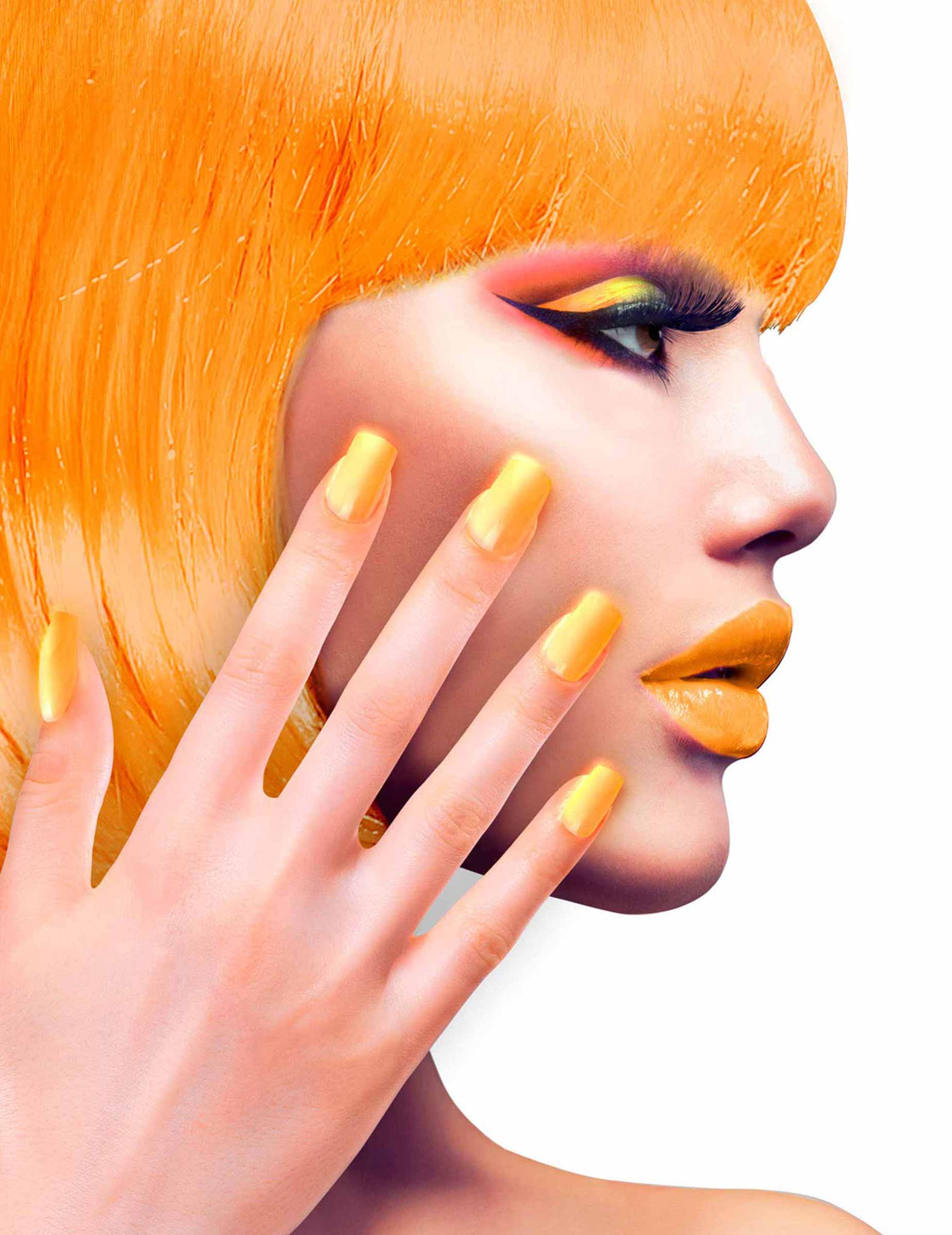 Faux ongles adhésifs oranges adulte