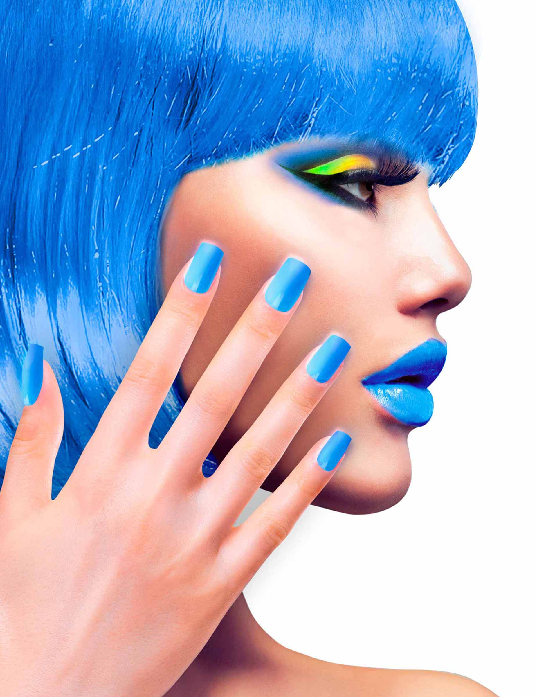 Faux ongles adhésifs bleus adulte