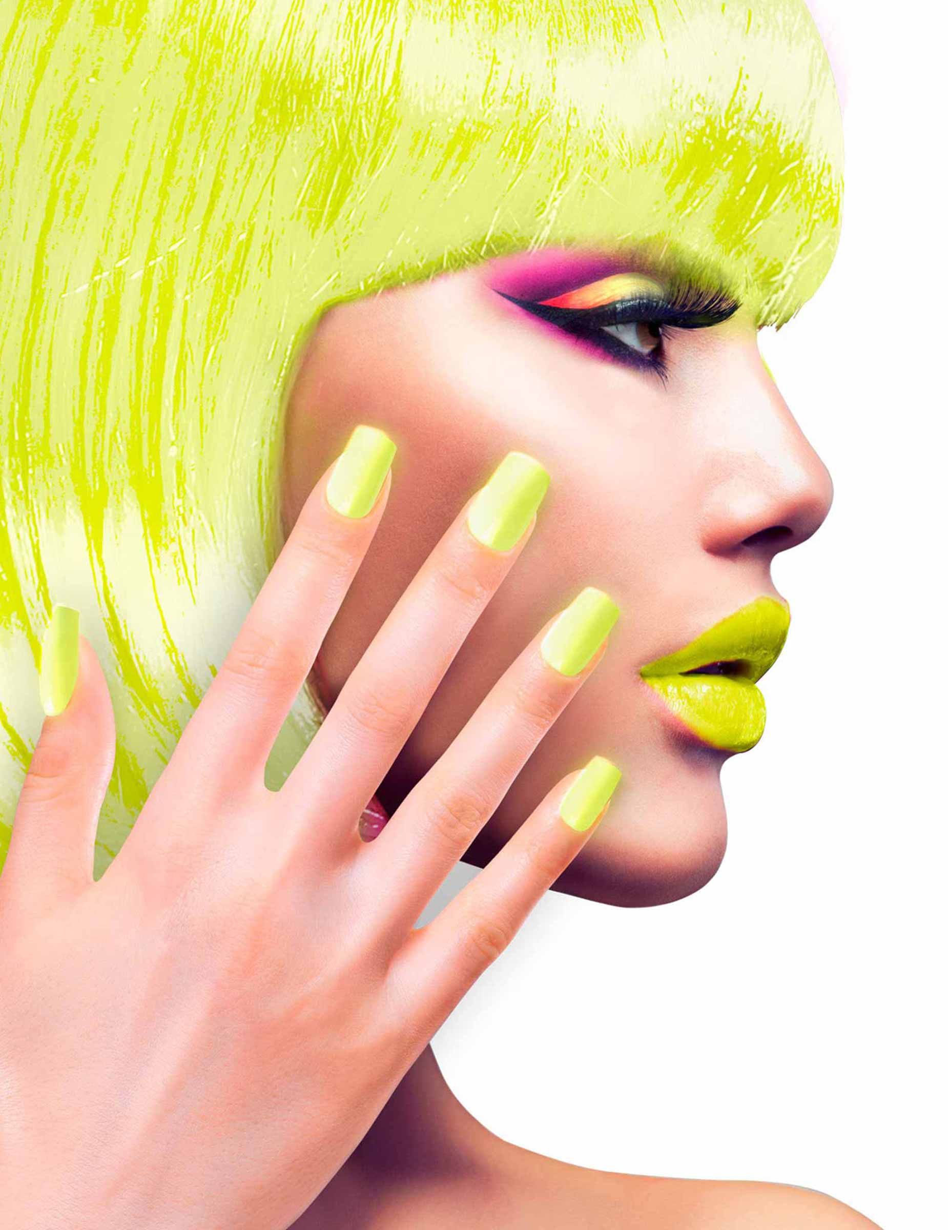 Faux ongles adhésifs jaunes adulte
