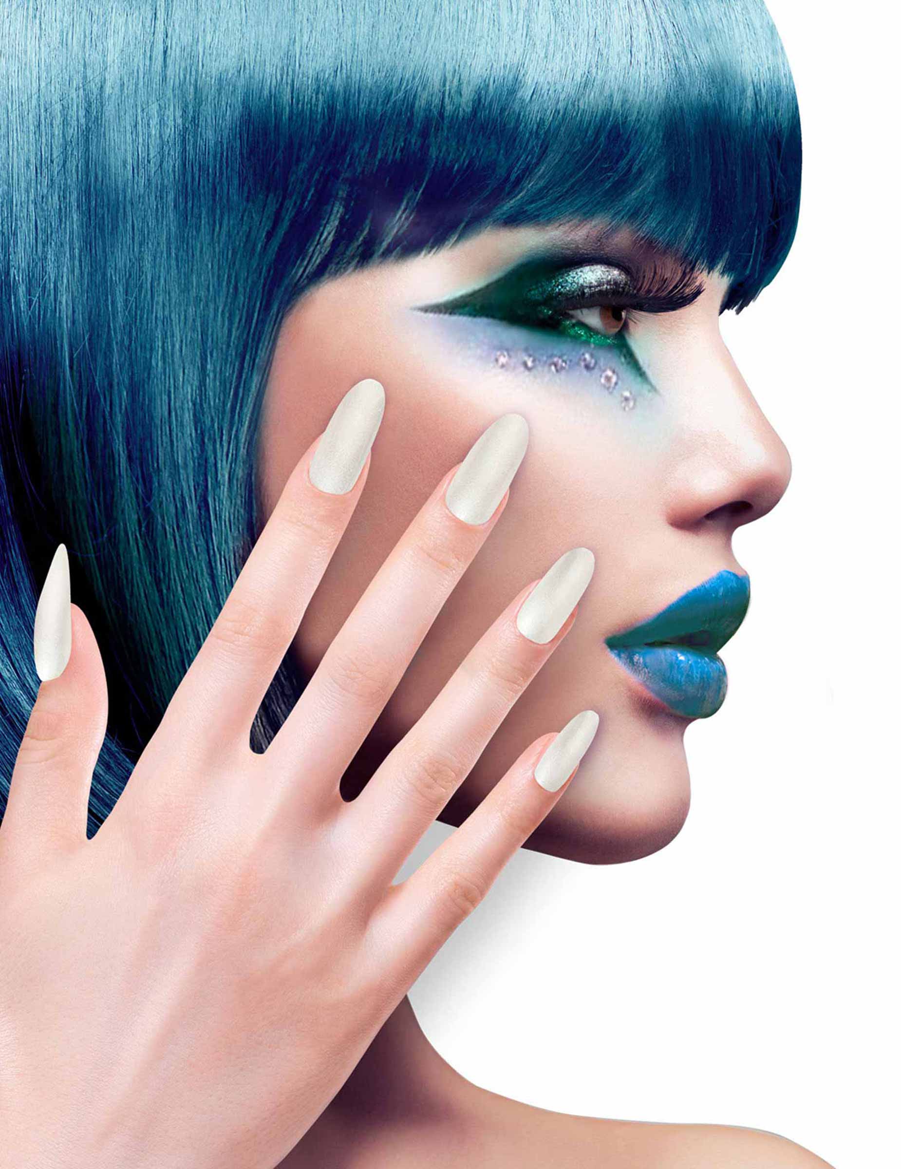 Faux ongles adhésifs blancs adulte