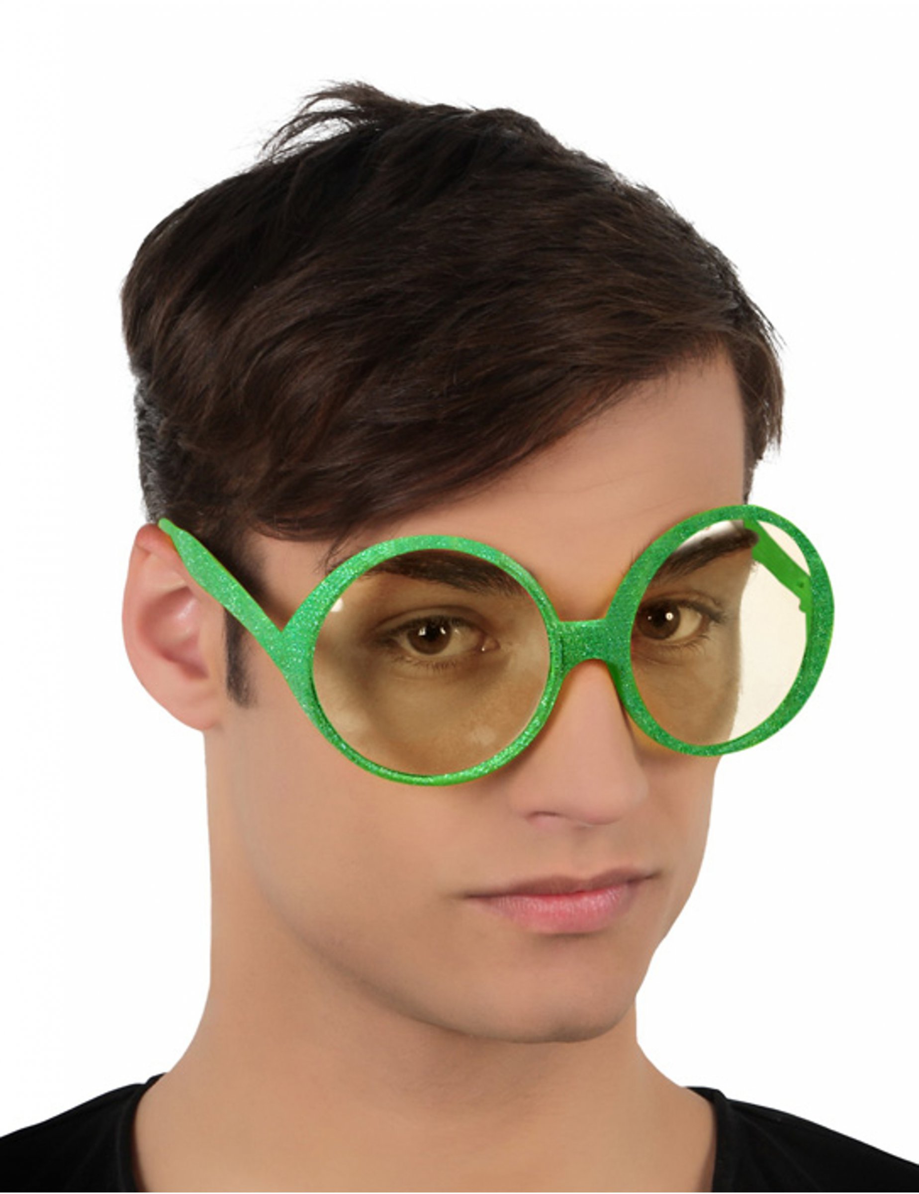 Lunettes rondes pailletées vertes adulte